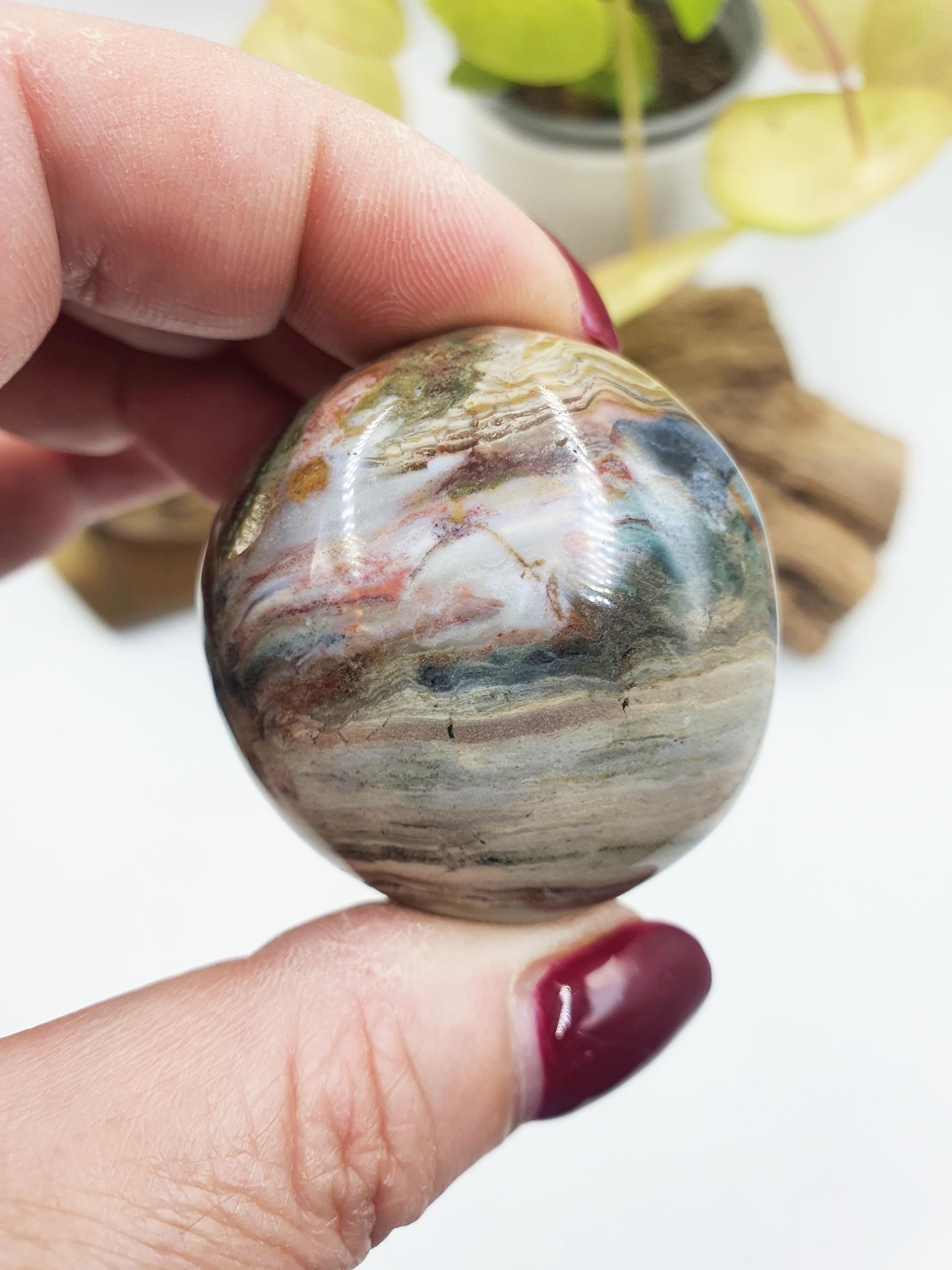 Ocean Jasper Palm / Ocean Jasper Palm stone / OJ Palm / Meditation Palm / Reiki Crystal Palm - 70g
