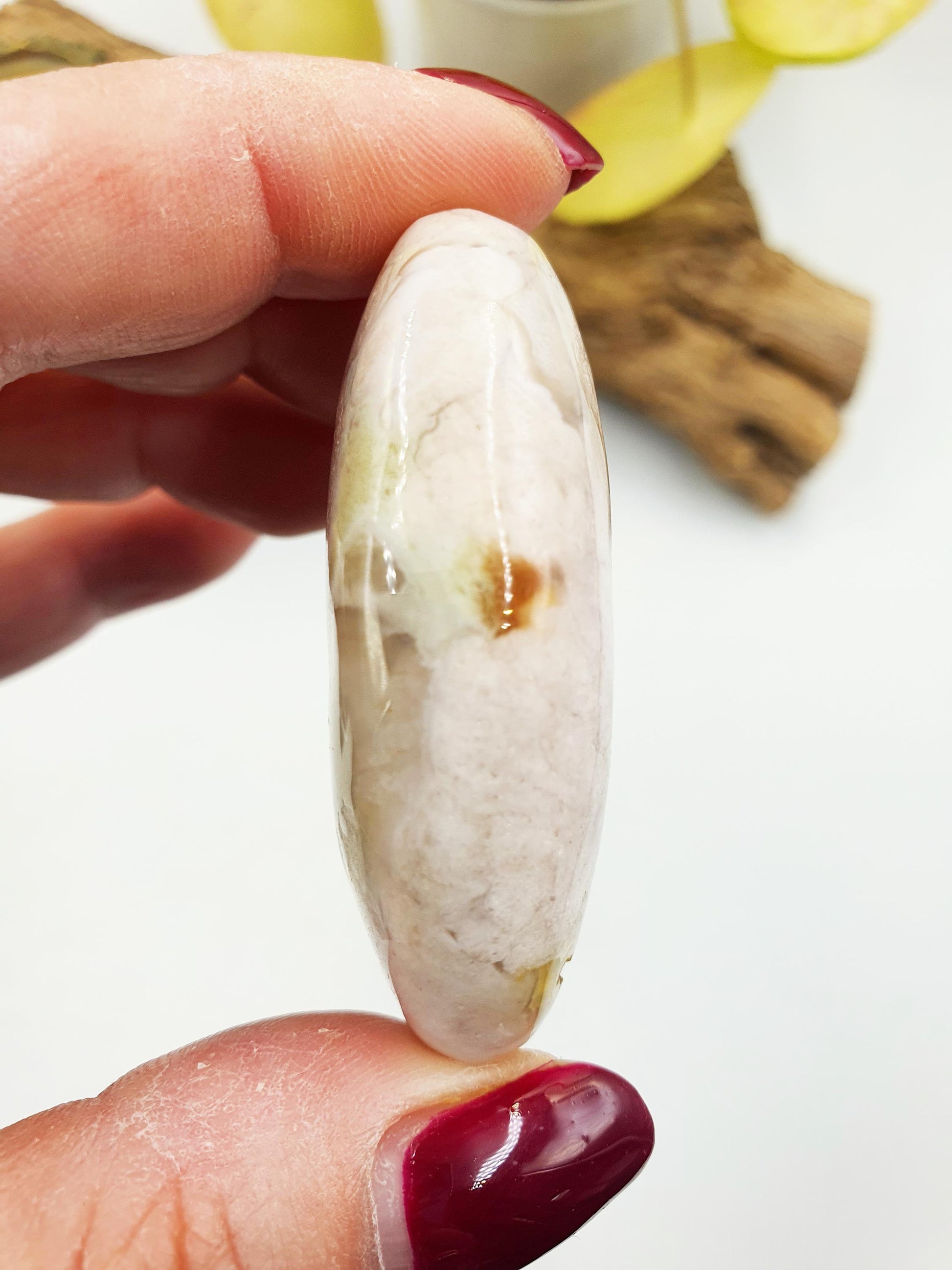 Beautiful Green Flower Agate Palm / Sakura Palm / Sakura Drusy Palm Stone / Flower Agate Palm Stone / Meditation Palm - 55g