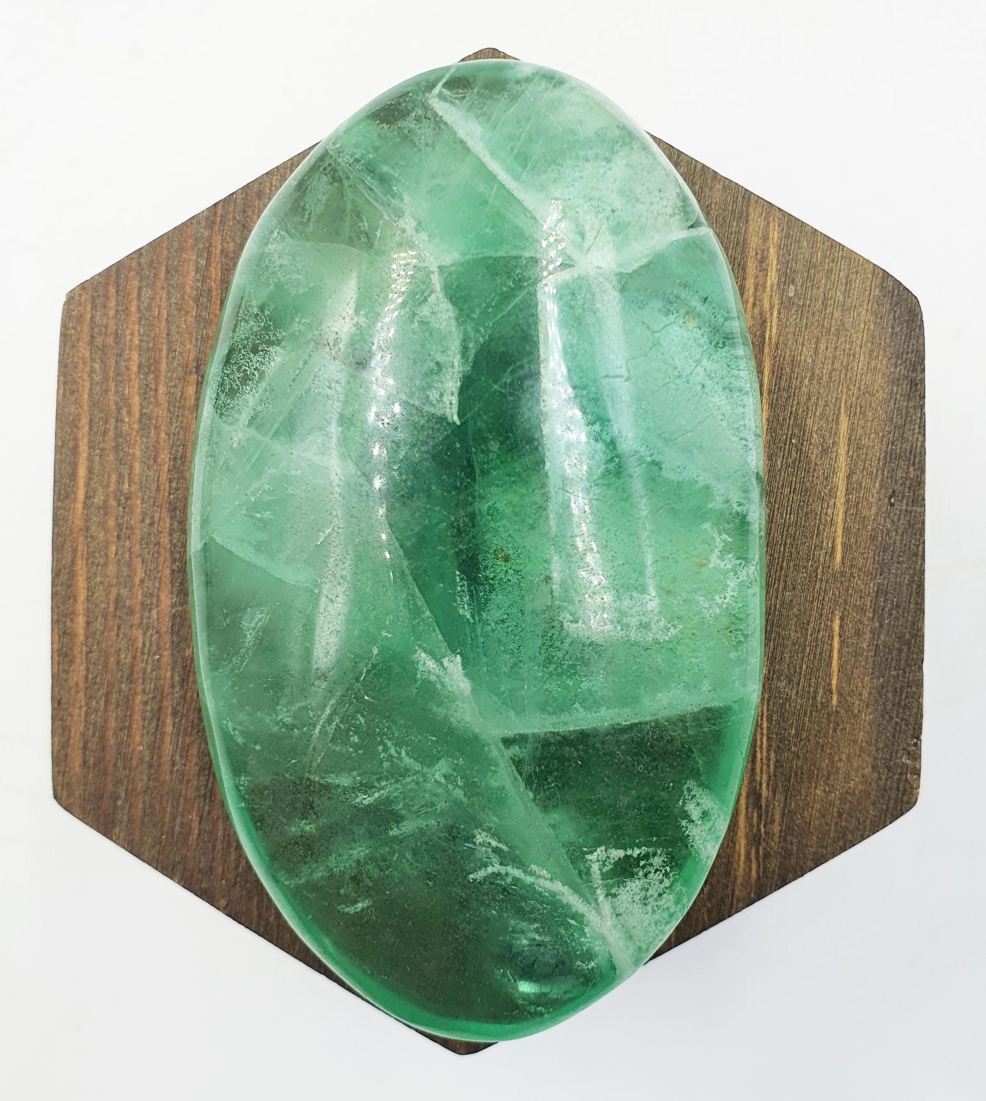 Large Beautiful Green Fluorite Palm with huge rainbows / Fluorite Palm / Fluorite Palmstone / Meditation Palm - 180g