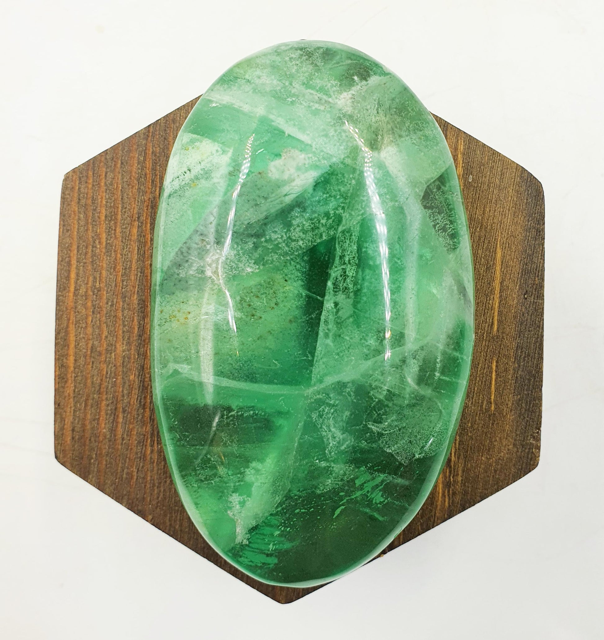 Large Beautiful Green Fluorite Palm with huge rainbows / Fluorite Palm / Fluorite Palmstone / Meditation Palm - 180g
