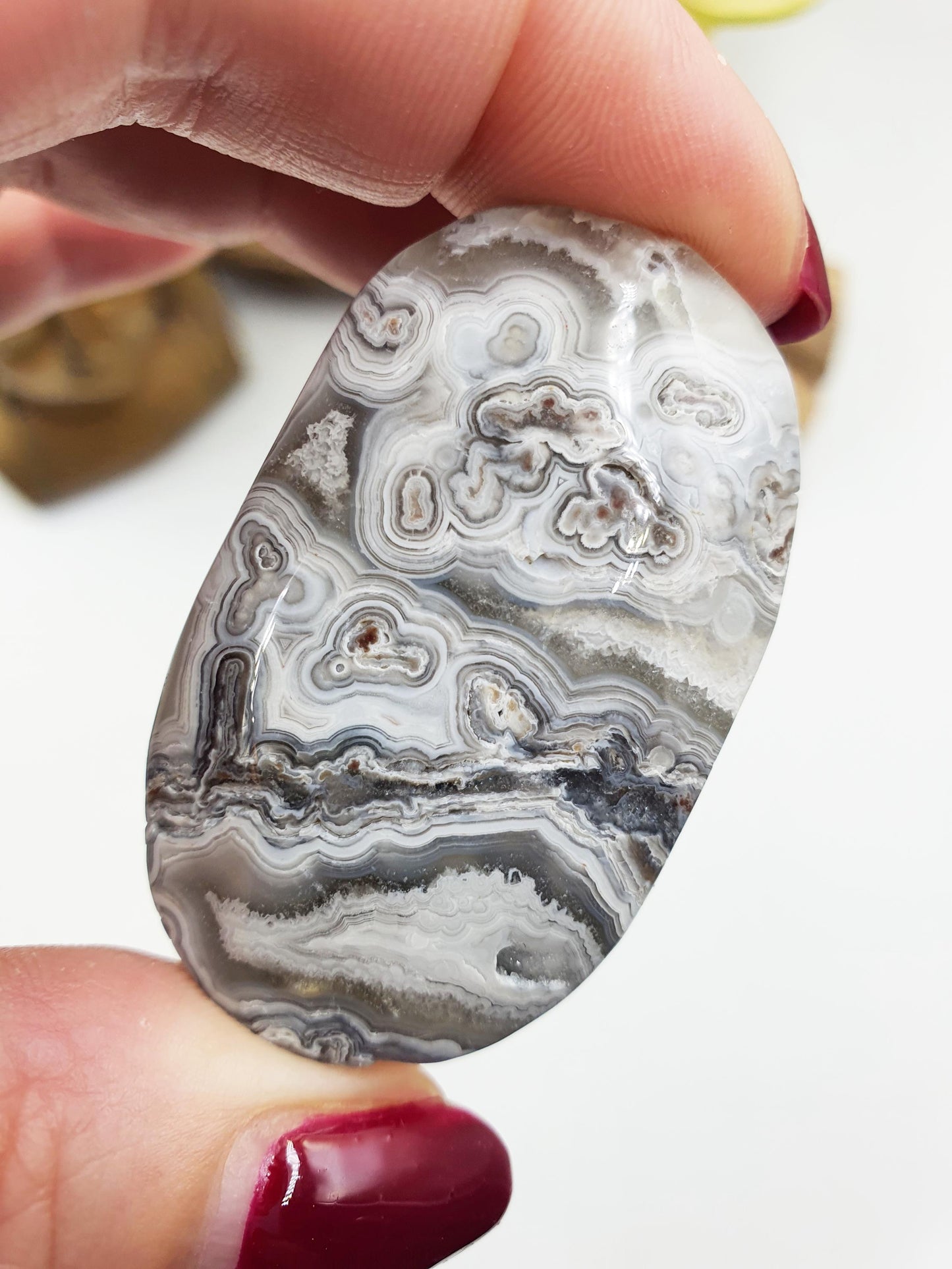 Stunning Mexican Crazy Lace Agate Palm / Crazy Lace Agate Palm Stone / Drusy Agate Palm / Meditation Palm - 35g