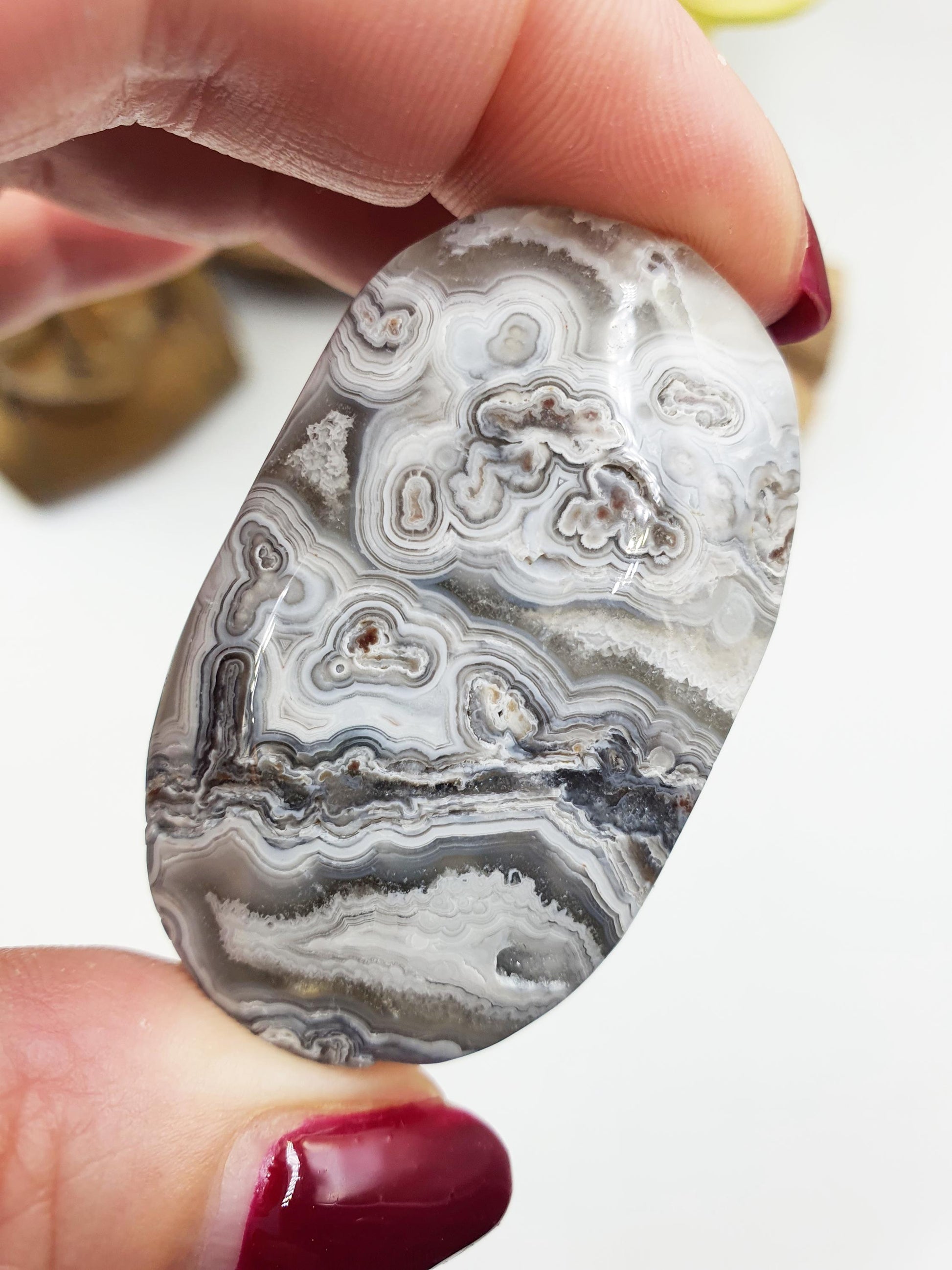 Stunning Mexican Crazy Lace Agate Palm / Crazy Lace Agate Palm Stone / Drusy Agate Palm / Meditation Palm - 35g