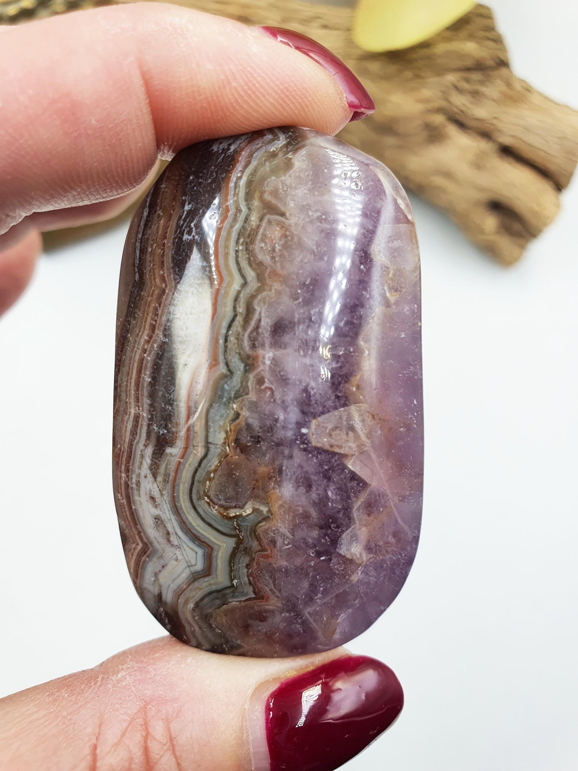 Beautiful Amethyst Agate Palm / Amethyst Agate Palm Stone / Amethyst Palm / Amethyst Agate / Reiki Crystal Palm - 65g