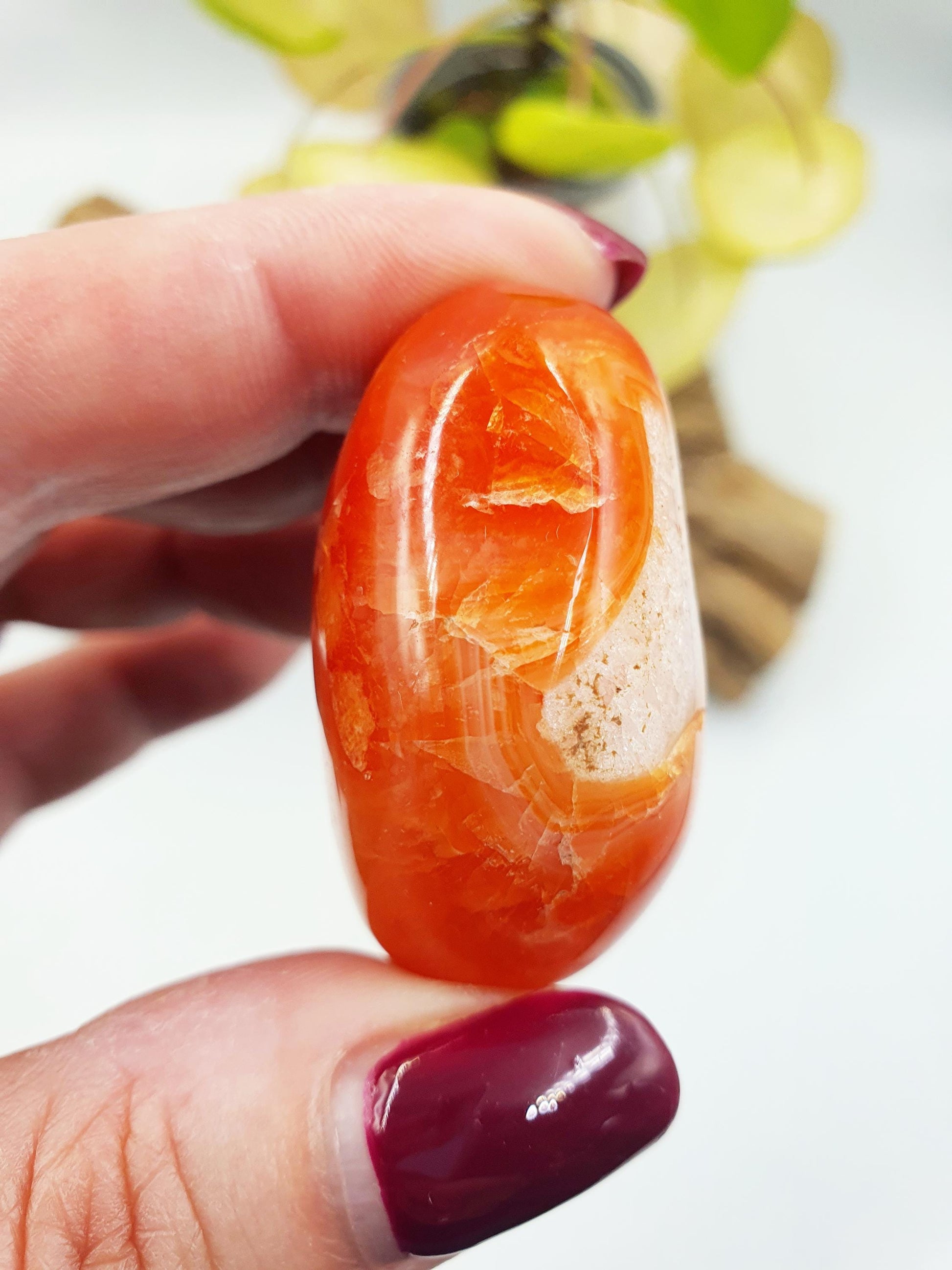 Cute Drusy Carnelian Palm / Carnelian Palm Stone / Carnelian Meditation Palm / Reiki Crystal - 45g