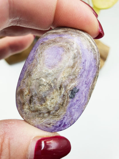 Gorgeous Little Charoite Palm / Charoite Palm Stone / Meditation Palm / Pocket Crystal / Collectors Palm - 35g