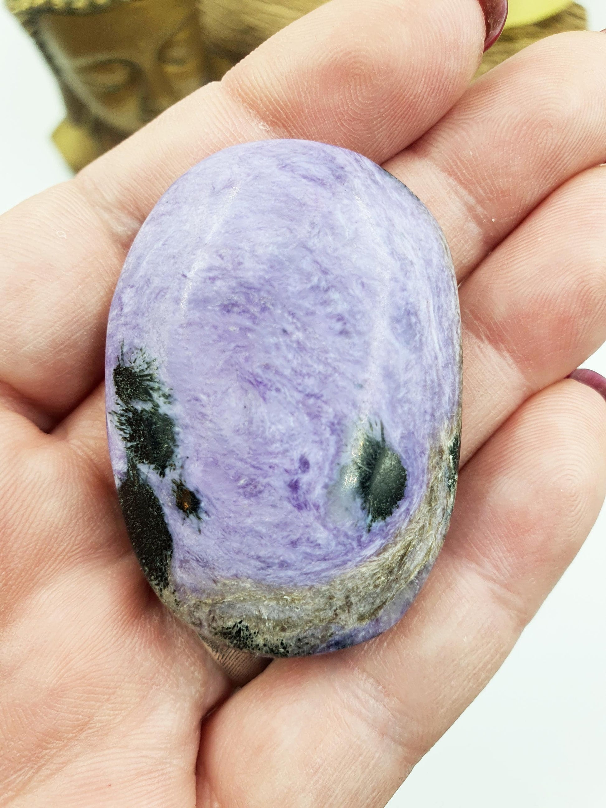 Gorgeous Little Charoite Palm / Charoite Palm Stone / Meditation Palm / Pocket Crystal / Collectors Palm - 35g