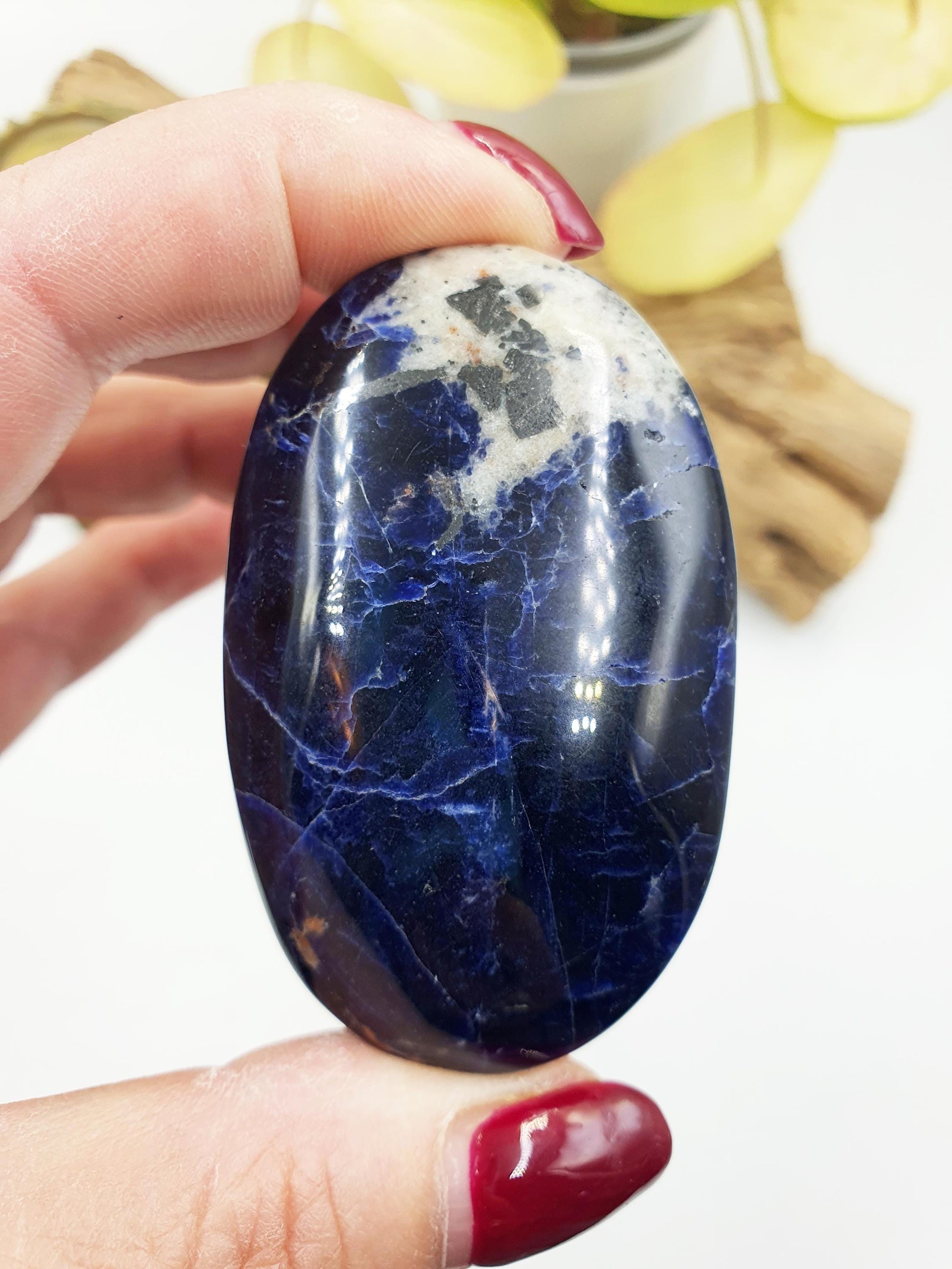 Beautiful Sodalite Palm / Sunset Sodalite Palm Stone / Pocket Crystal / Meditation Palm / Reiki Crystal Palm - 75g