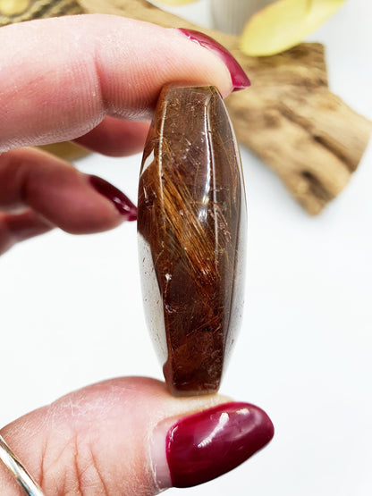 Rutilated Quartz Palmstone / Rutile Quartz Palm / Rutilated Quartz Pocket Stone / Rutile Pendant Crystal /Meditation Palm - 40g