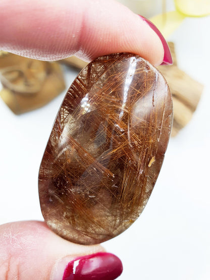 Rutilated Quartz Palmstone / Rutile Quartz Palm / Rutilated Quartz Pocket Stone / Rutile Pendant Crystal /Meditation Palm - 40g