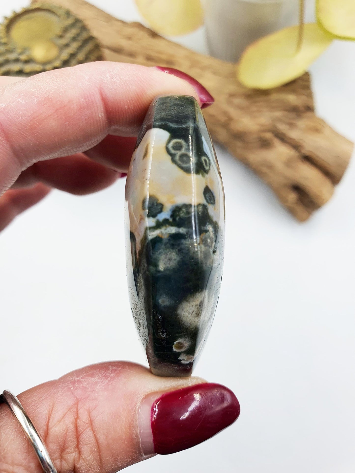 Beautiful Orbicular Ocean Jasper Palm / Orbicular OJ Palm Stone / High Grade OJ Palm / OJ Collectors Crystal - 65g