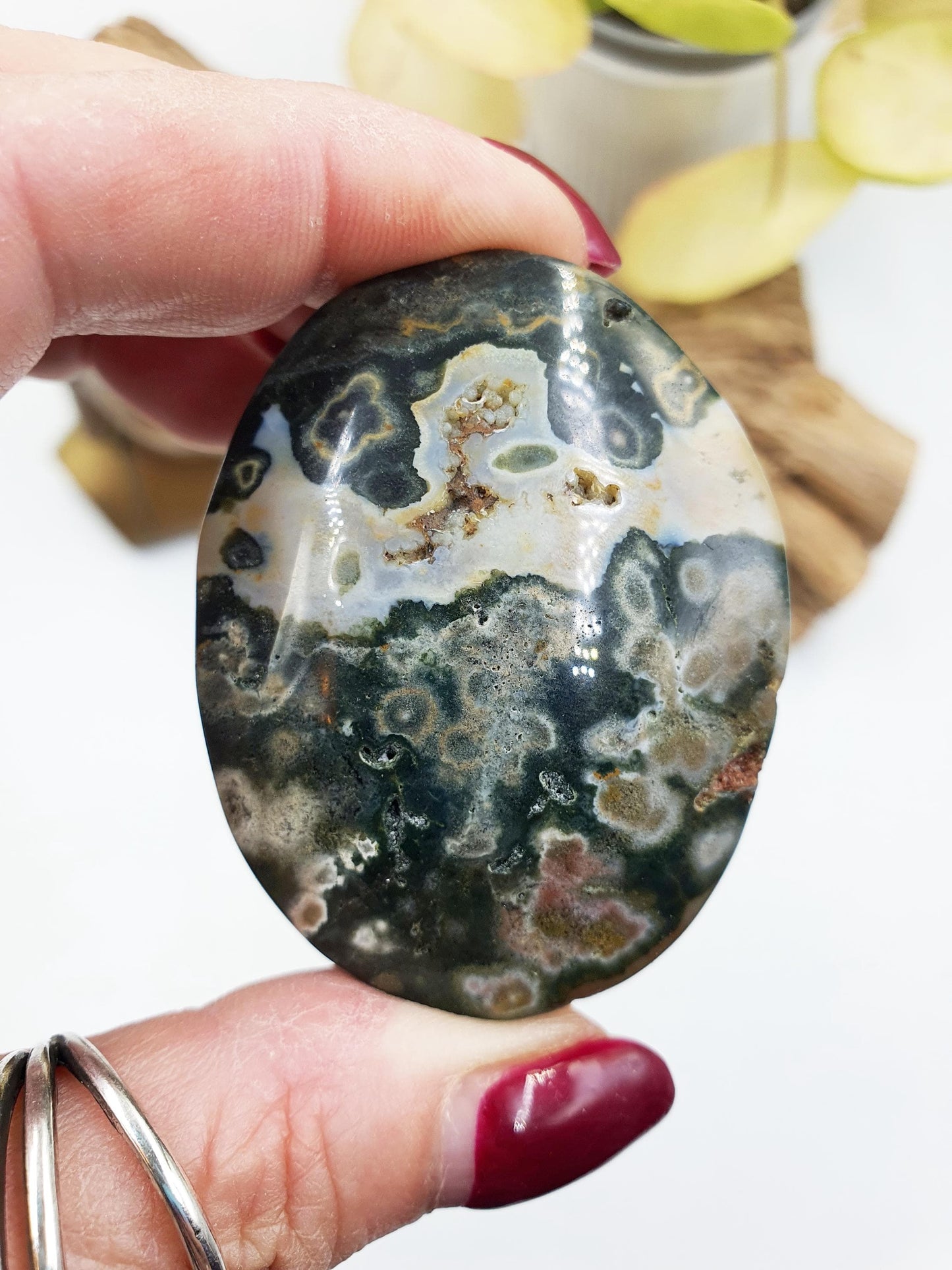 Beautiful Orbicular Ocean Jasper Palm / Orbicular OJ Palm Stone / High Grade OJ Palm / OJ Collectors Crystal - 65g