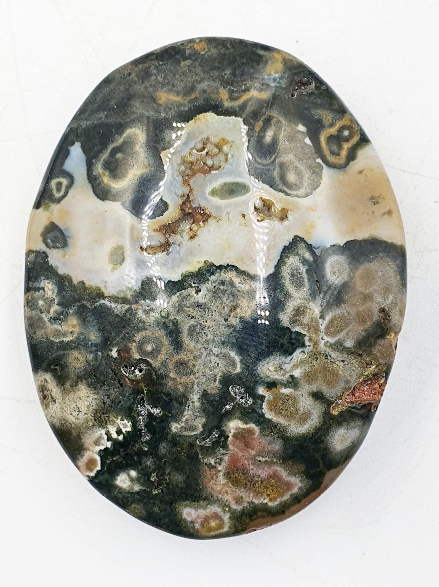 Beautiful Orbicular Ocean Jasper Palm / Orbicular OJ Palm Stone / High Grade OJ Palm / OJ Collectors Crystal - 65g