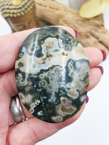 Beautiful Orbicular Ocean Jasper Palm / Orbicular OJ Palm Stone / High Grade OJ Palm / OJ Collectors Crystal - 65g