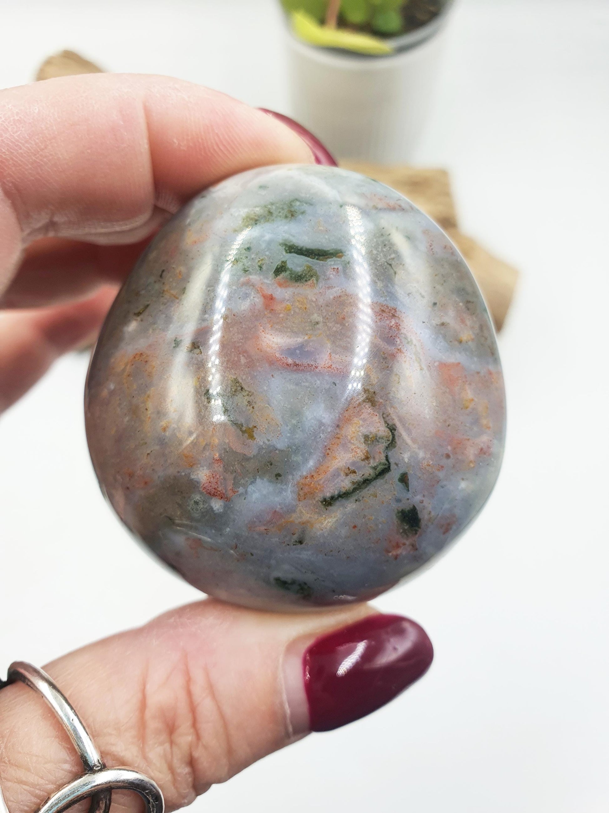 Beautiful Colourful Ocean Jasper Palm / Ocean Jasper Palm stone / OJ Palm / Pocket Crystal / Meditation Palm / Reiki Crystal Palm - 130g