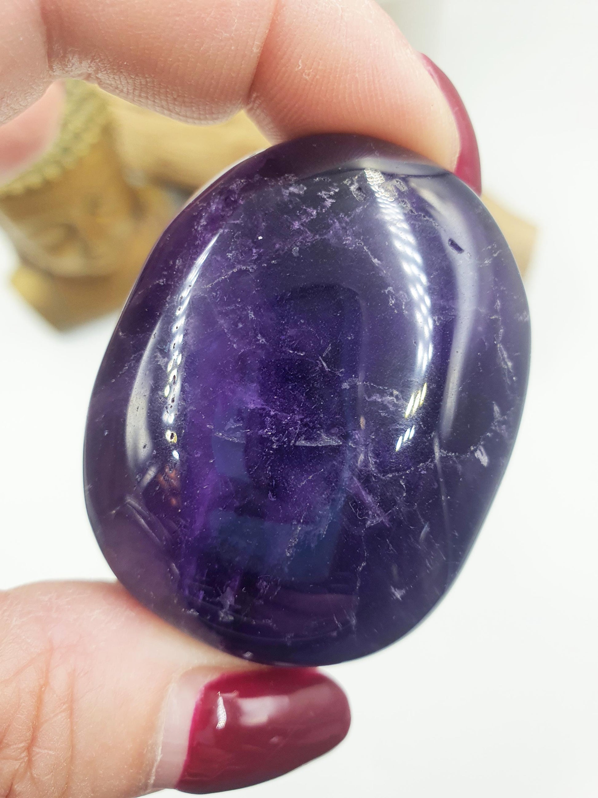 Amethyst Palm / Amethyst Palm Stone / Amethyst Pocket Stone / Crystal Healing / Meditation Palm - 75g
