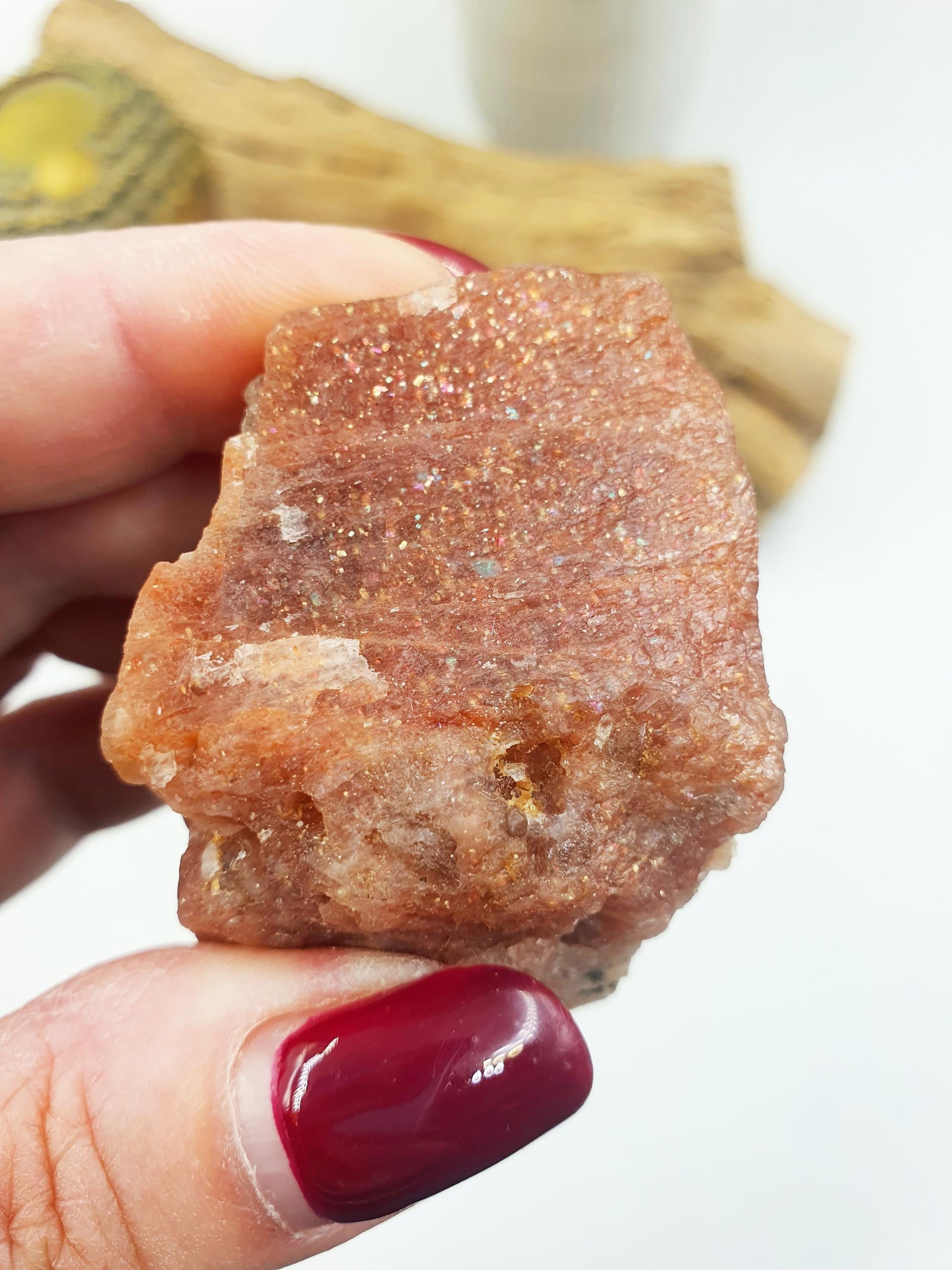 Flashy Raw Sunstone / Sunstone Specimen / Rough Sunstone / Natural Sunstone Chunk - 90g