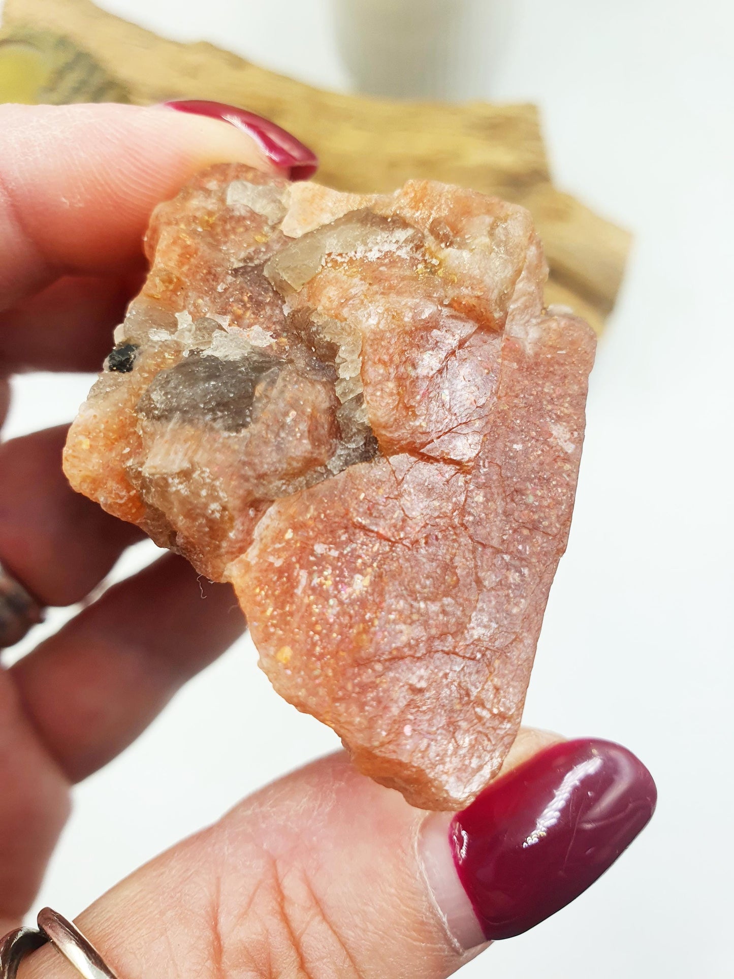 Flashy Raw Sunstone / Sunstone Specimen / Rough Sunstone / Natural Sunstone Chunk - 90g