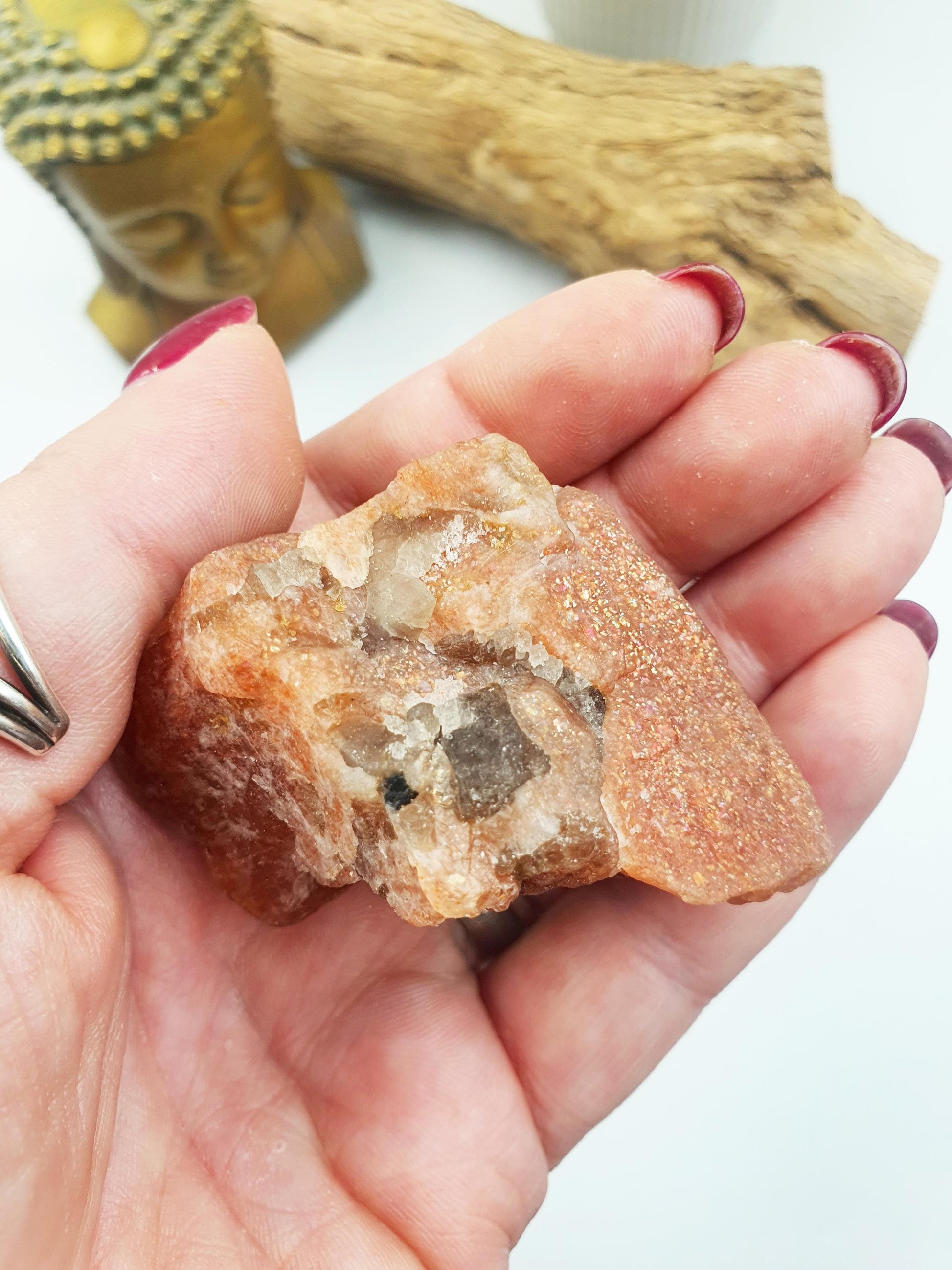Flashy Raw Sunstone / Sunstone Specimen / Rough Sunstone / Natural Sunstone Chunk - 90g