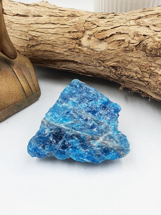Flashy Raw Blue Apatite / Rough Blue Apatite Specimen / Natural Blue Apatite / Raw Crystal Chunk - 135g