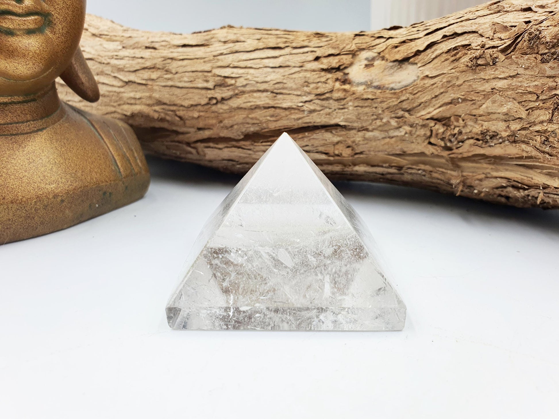Beautiful Clear Quartz Pyramid/ Clear Quartz Triangle / Clear Quartz Carving - 130g