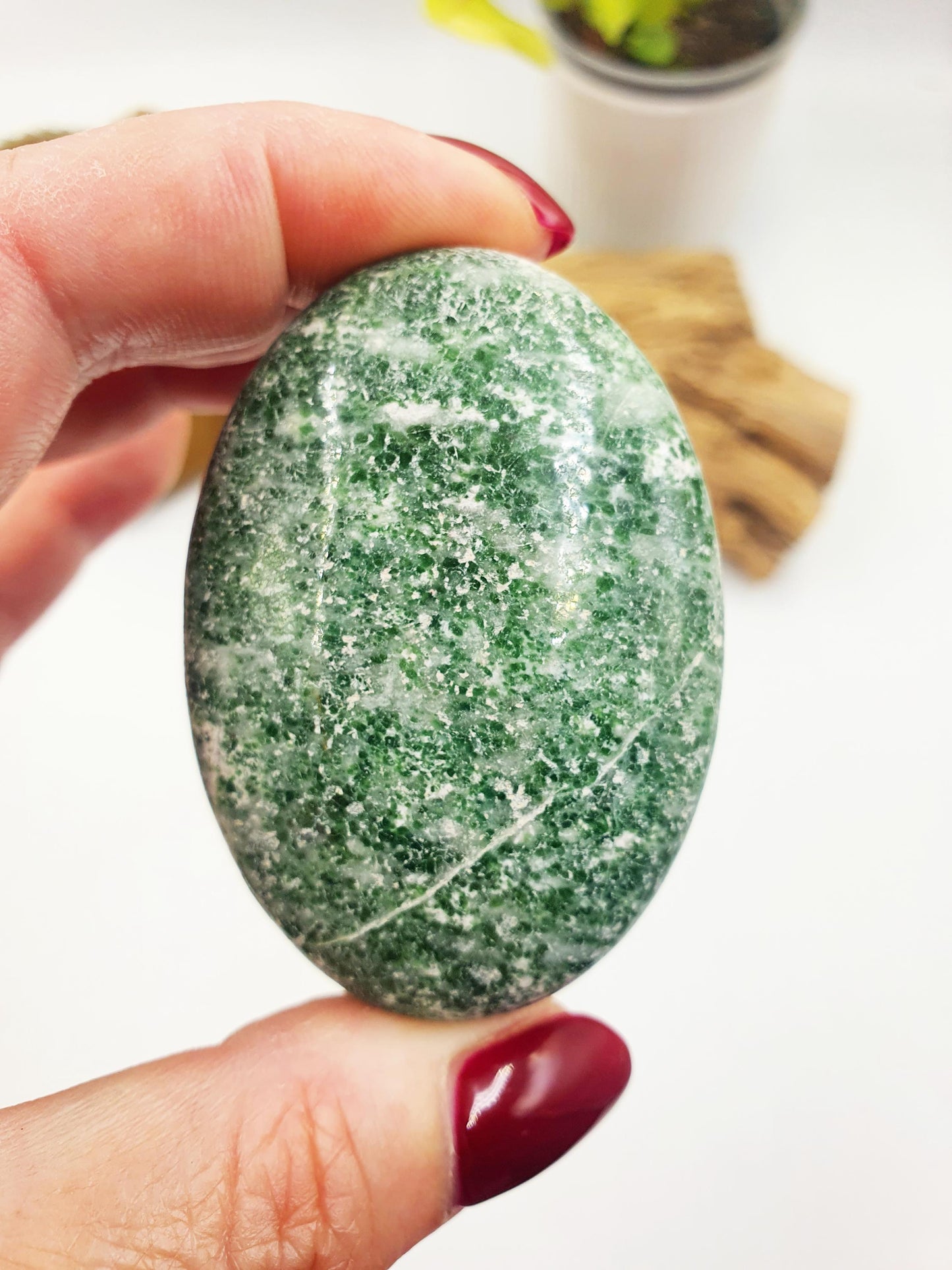 Tree Agate Palm / Tree Agate Palm Stone / Grass Agate Palm / Reiki Crystal Palm / Meditation Palm - 105g