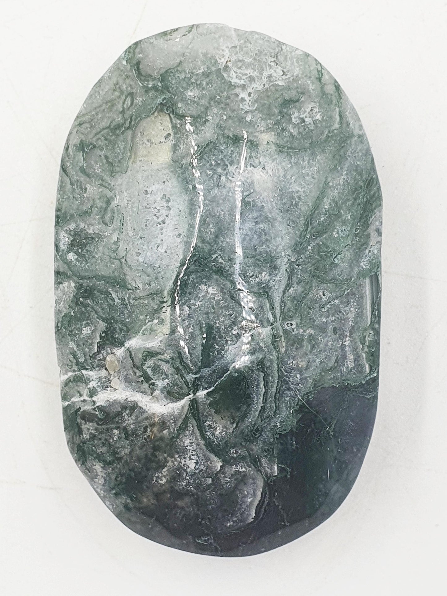 Drusy Moss Agate Palm / Moss Agate Palm Stone / Meditation Palm / Reiki Crystal Palm - 80g