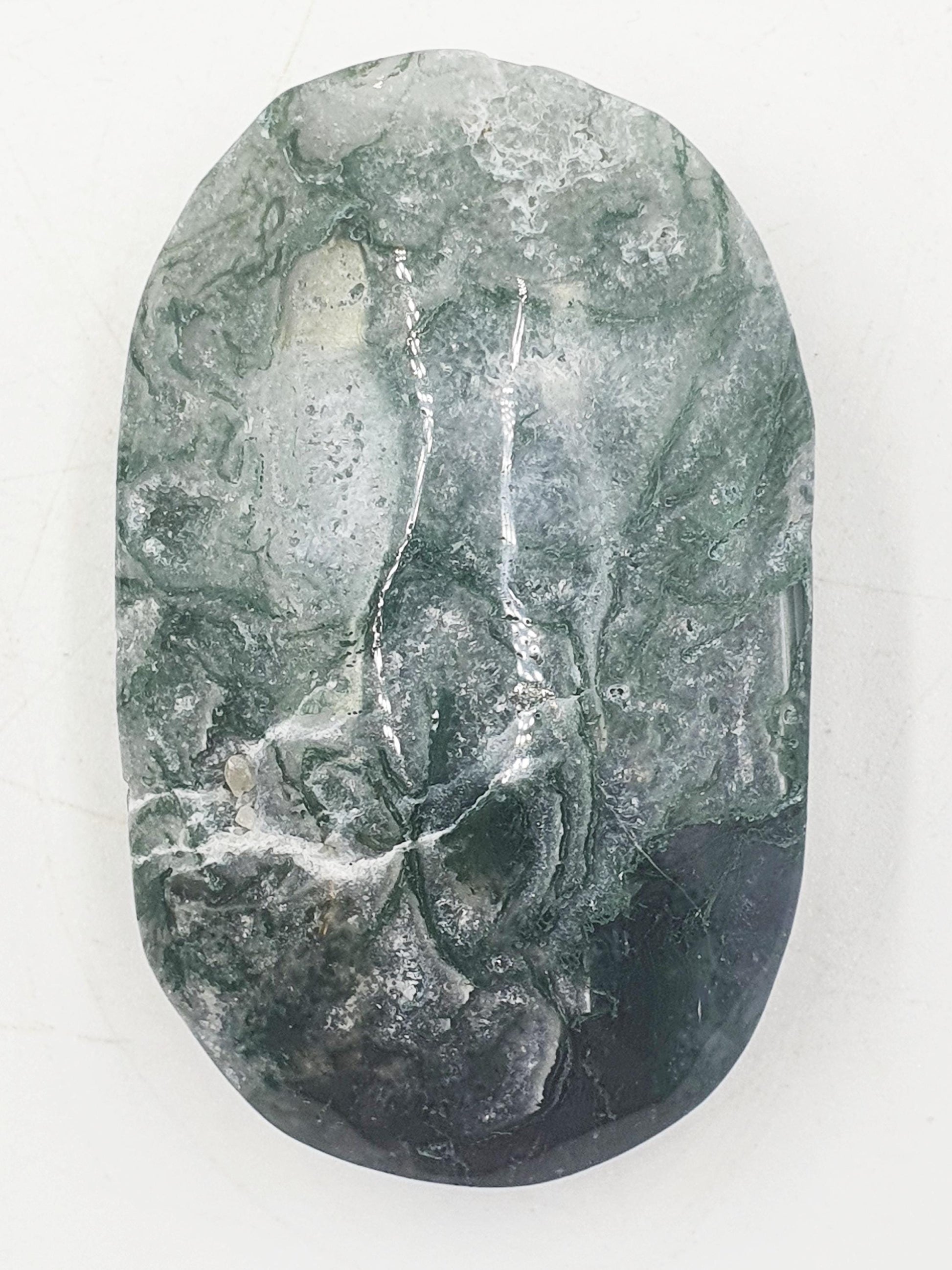 Drusy Moss Agate Palm / Moss Agate Palm Stone / Meditation Palm / Reiki Crystal Palm - 80g