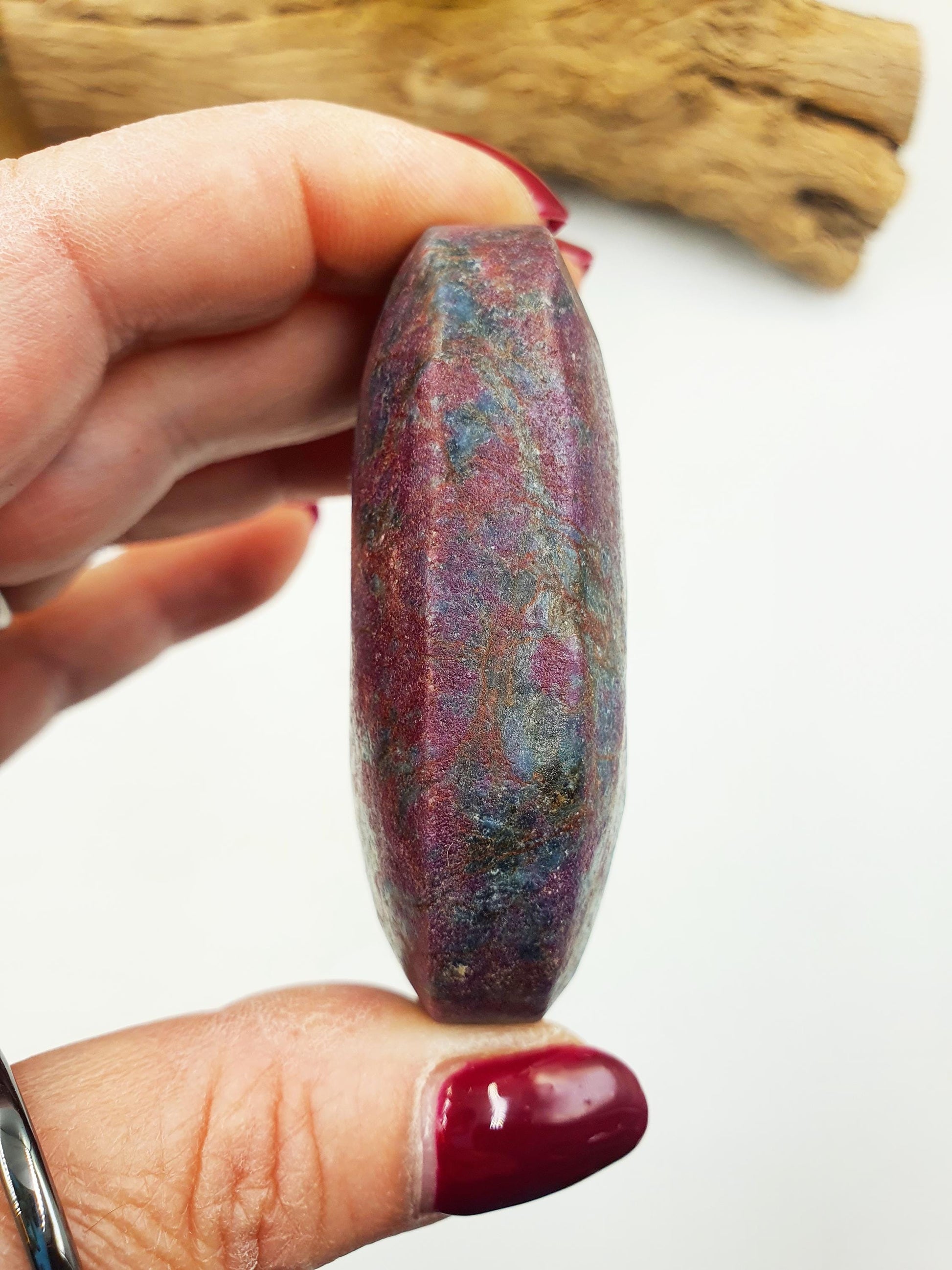 Large Ruby in Fuchsite Palm / Ruby in Fuchsite Palm Stone / UV Reactive Palm / Meditation Palm / Reiki Crystal Palm - 140g