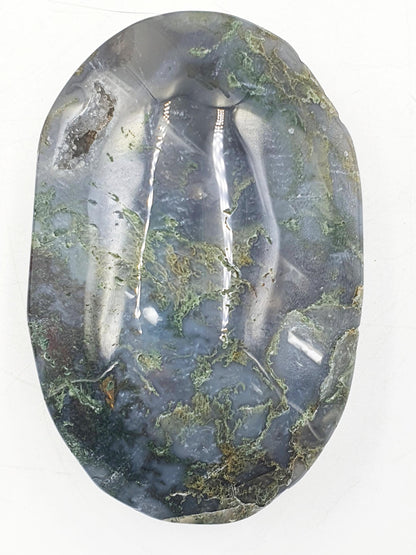 Large Drusy Moss Agate Palm / Moss Agate Palm Stone / Meditation Palm / Reiki Crystal Palm - 180g
