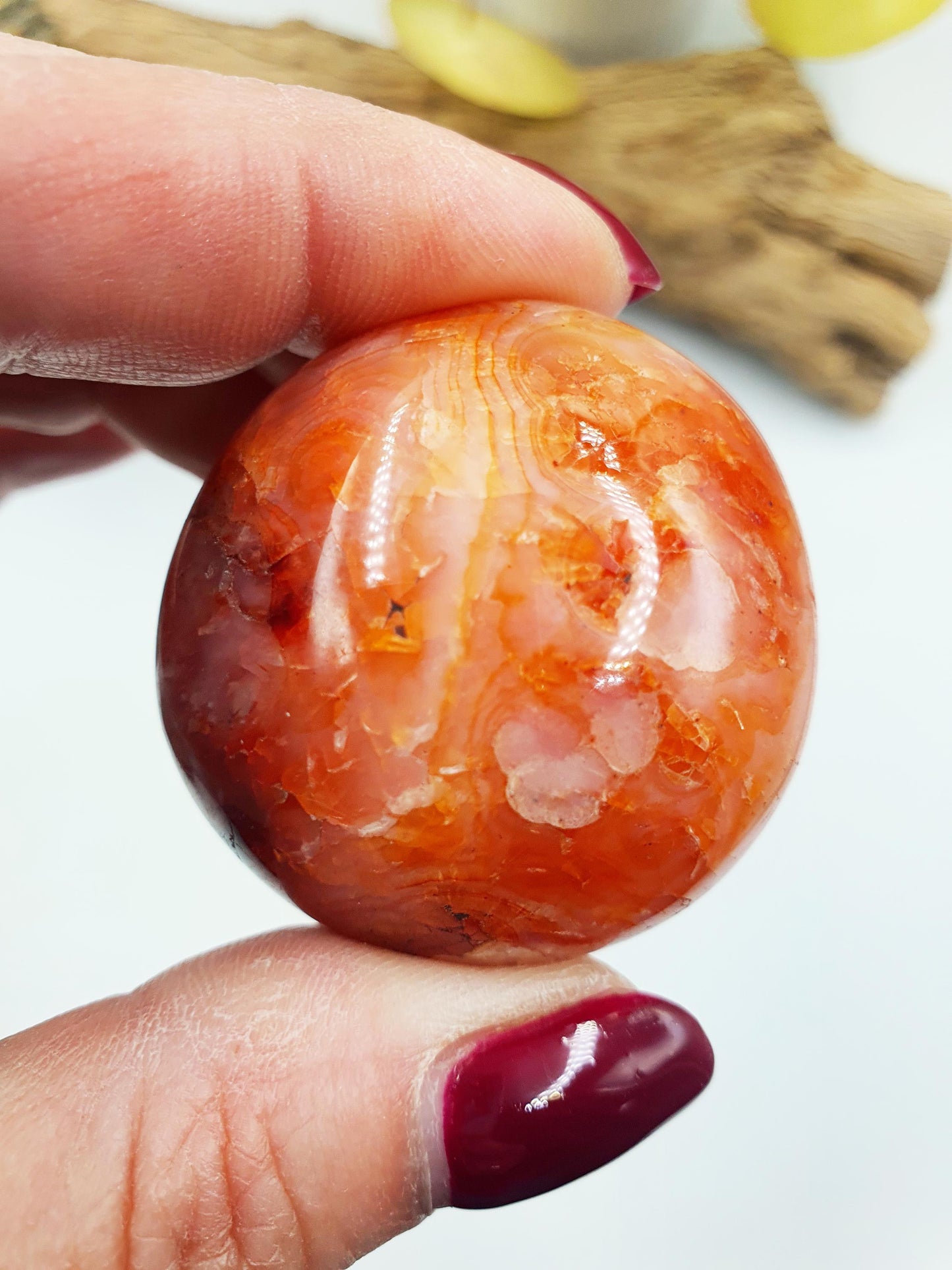 Beautiful Carnelian Palm / Carnelian Palm Stone / Carnelian Pocket Stone / Meditation Palm / Reiki Crystal Palm - 65g