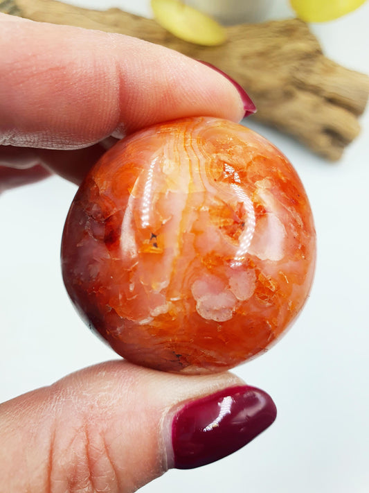 Beautiful Carnelian Palm / Carnelian Palm Stone / Carnelian Pocket Stone / Meditation Palm / Reiki Crystal Palm - 65g