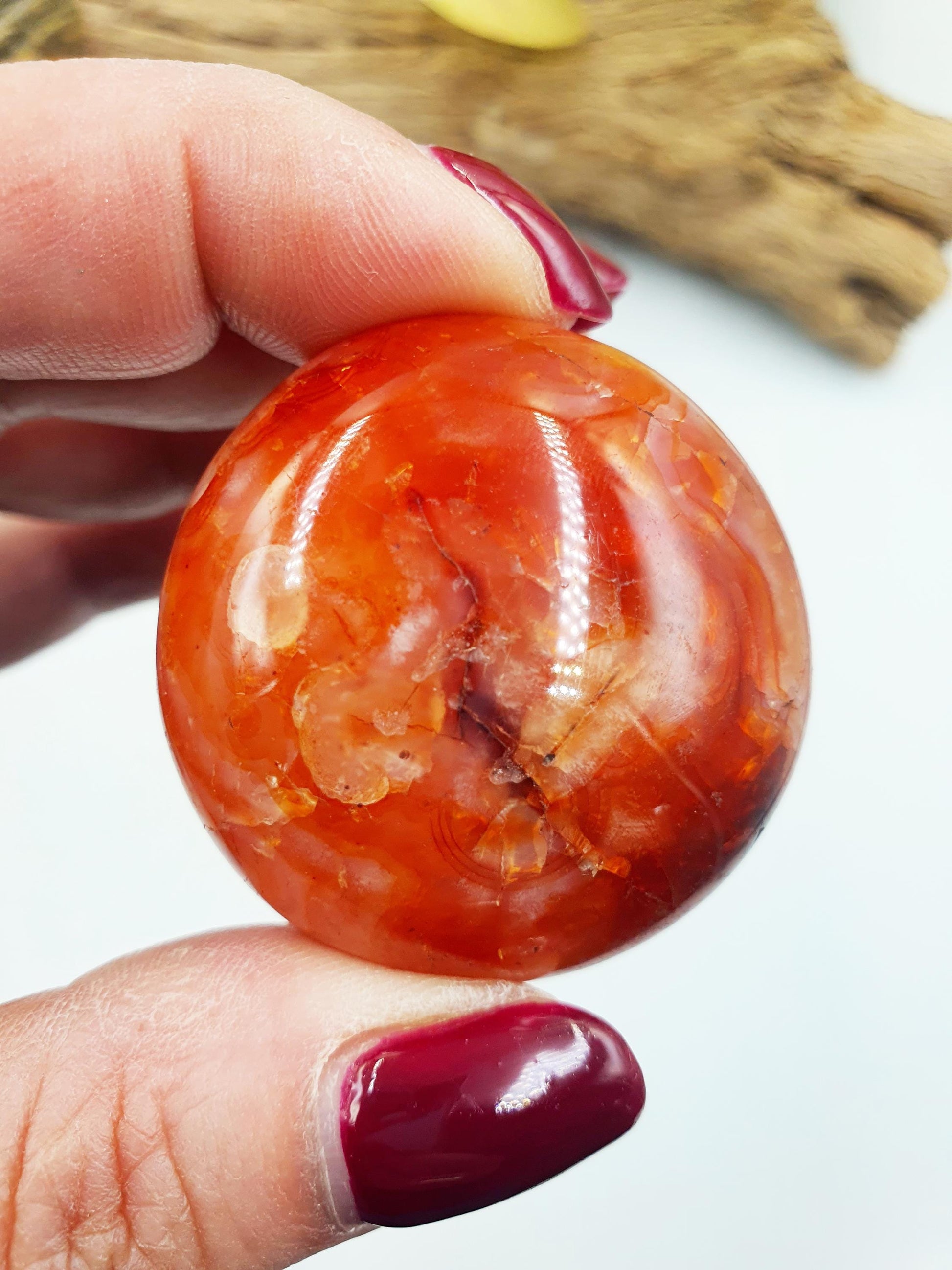 Beautiful Carnelian Palm / Carnelian Palm Stone / Carnelian Pocket Stone / Meditation Palm / Reiki Crystal Palm - 65g