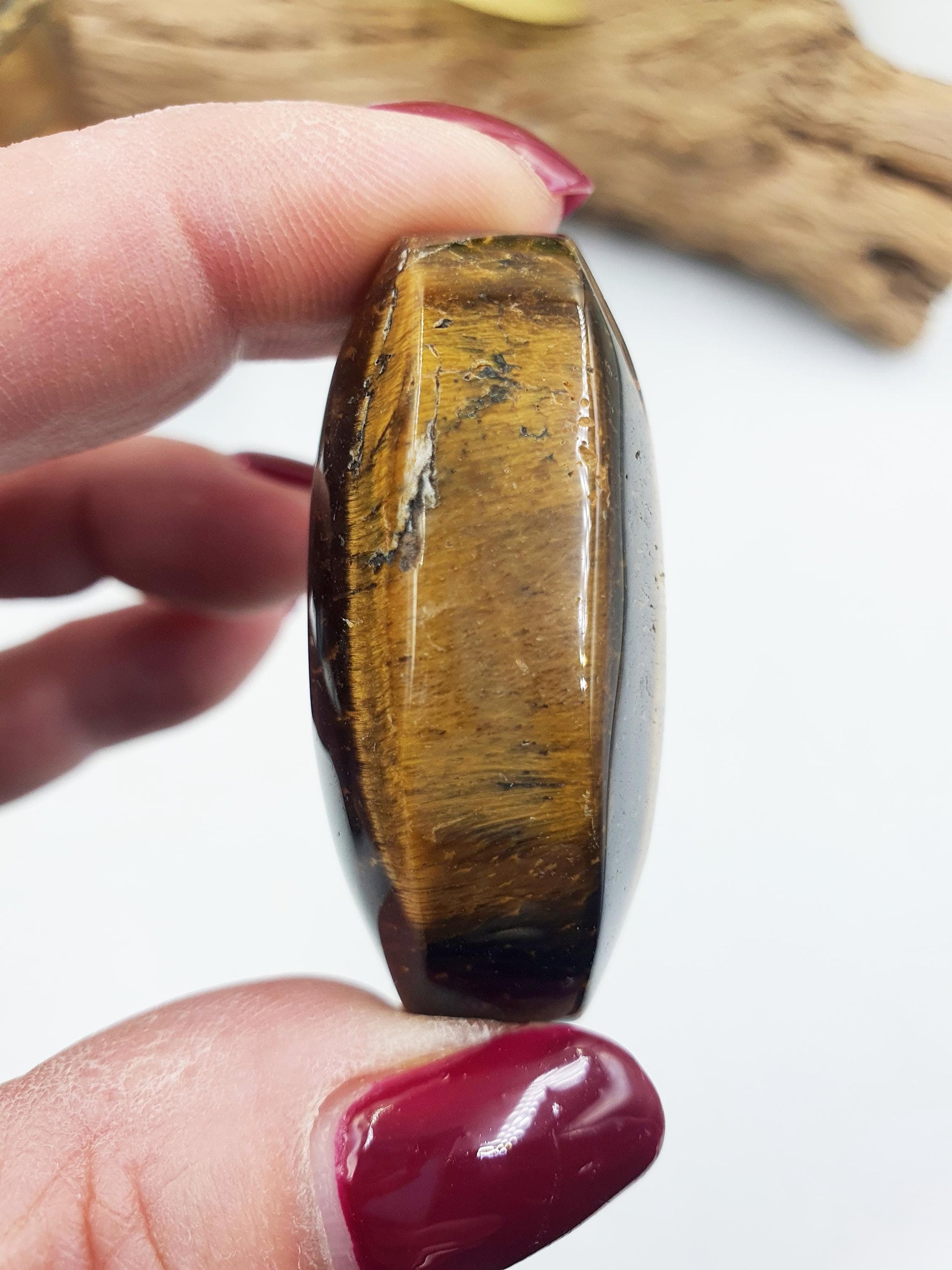 Little Flashy Yellow Tigers Eye Palm / Tiger's Eye Palm Stone / Pocket Crystal / Meditation Palm / Reiki Crystal Palm - 40g