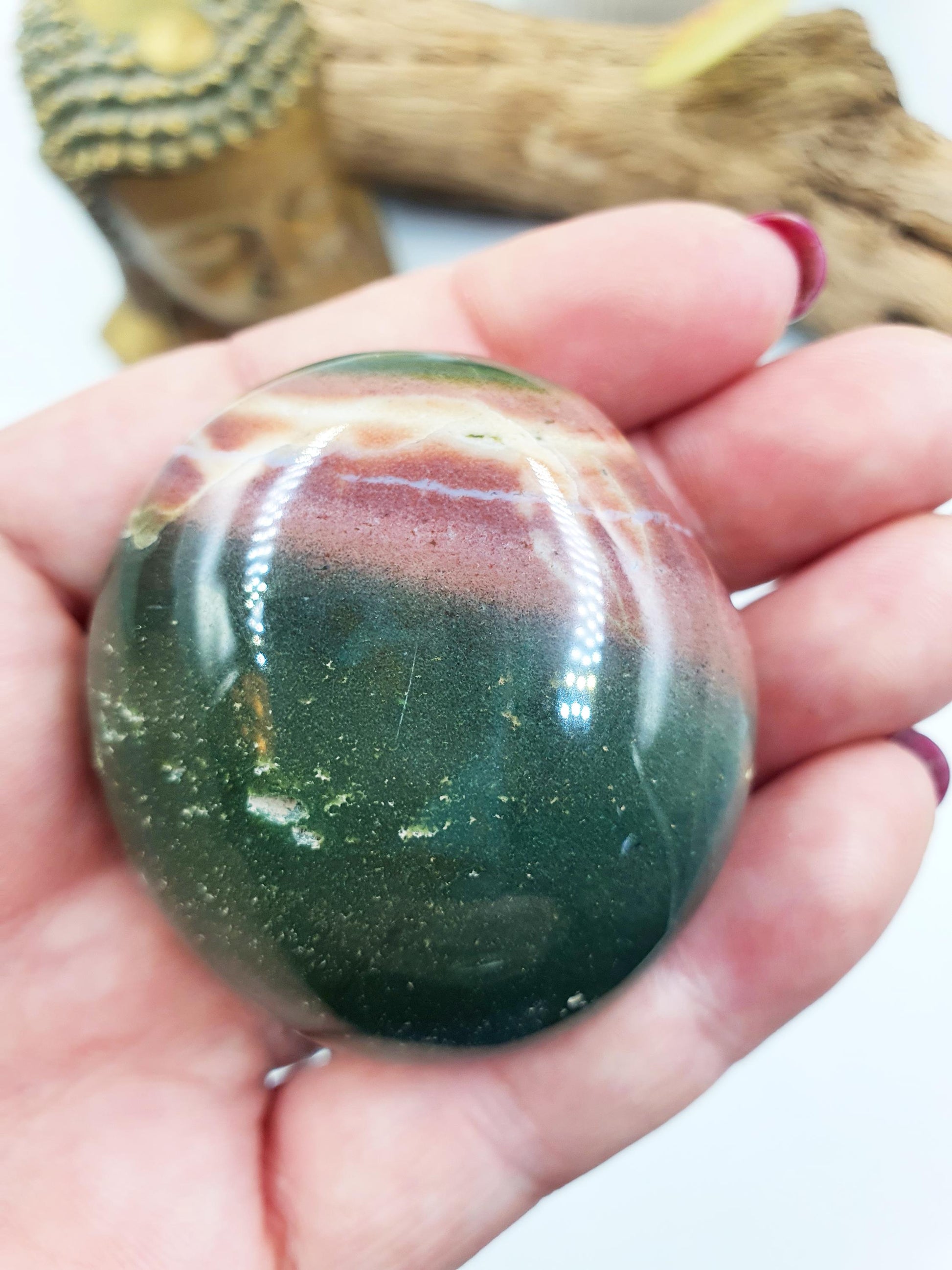 Ocean Jasper Palm / Ocean Jasper Palm stone / OJ Palm / Pocket Crystal / Meditation Palm - 95g