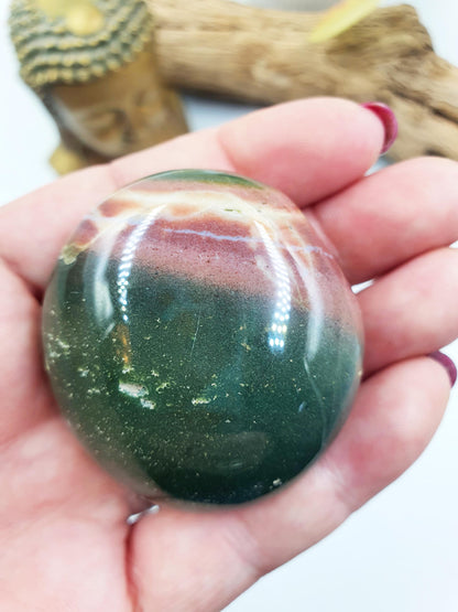 Ocean Jasper Palm / Ocean Jasper Palm stone / OJ Palm / Pocket Crystal / Meditation Palm - 95g