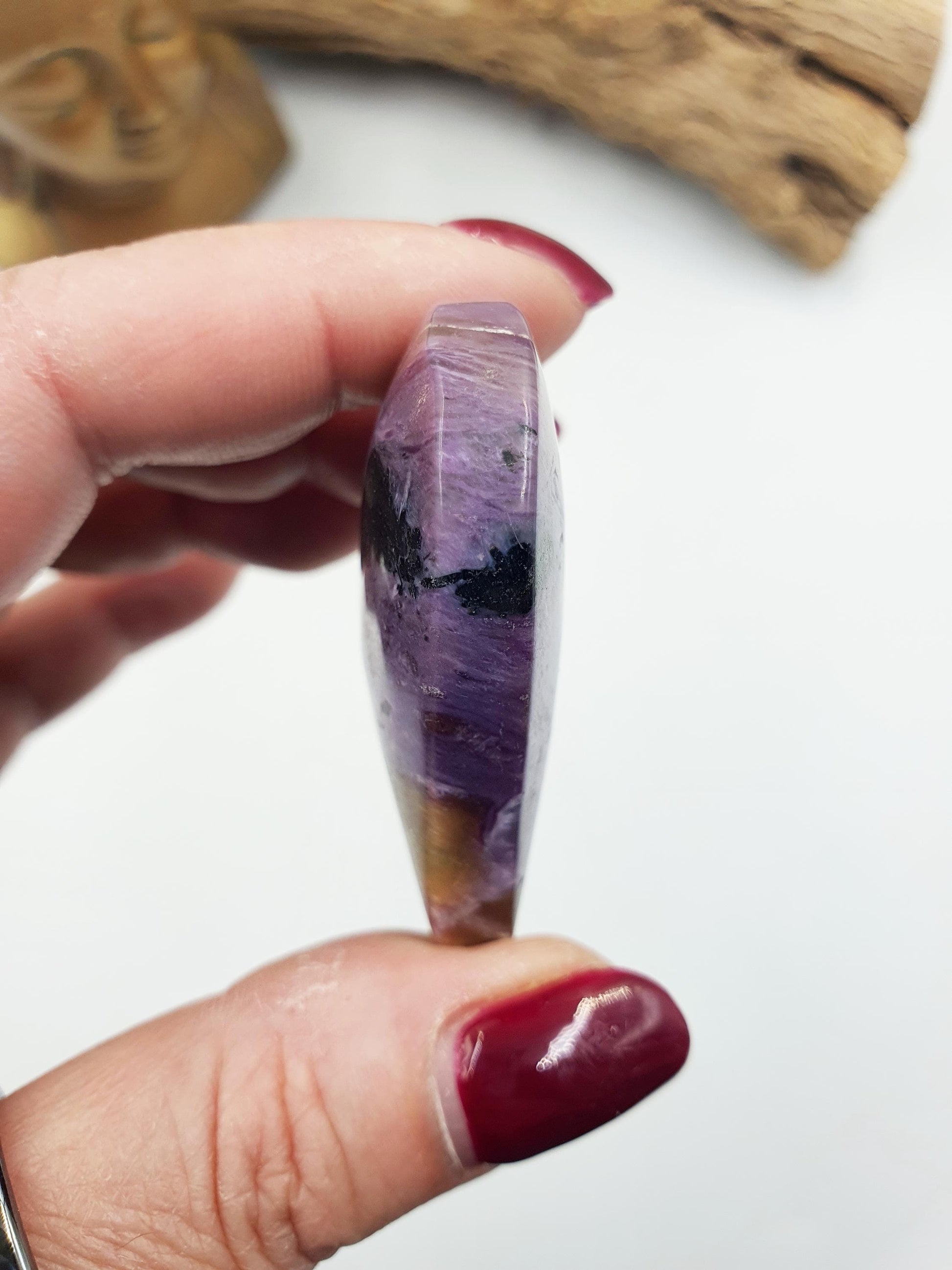 Beautiful Charoite Crystal Heart/ Charoite Puff Heart / Charoite Carving - 45g