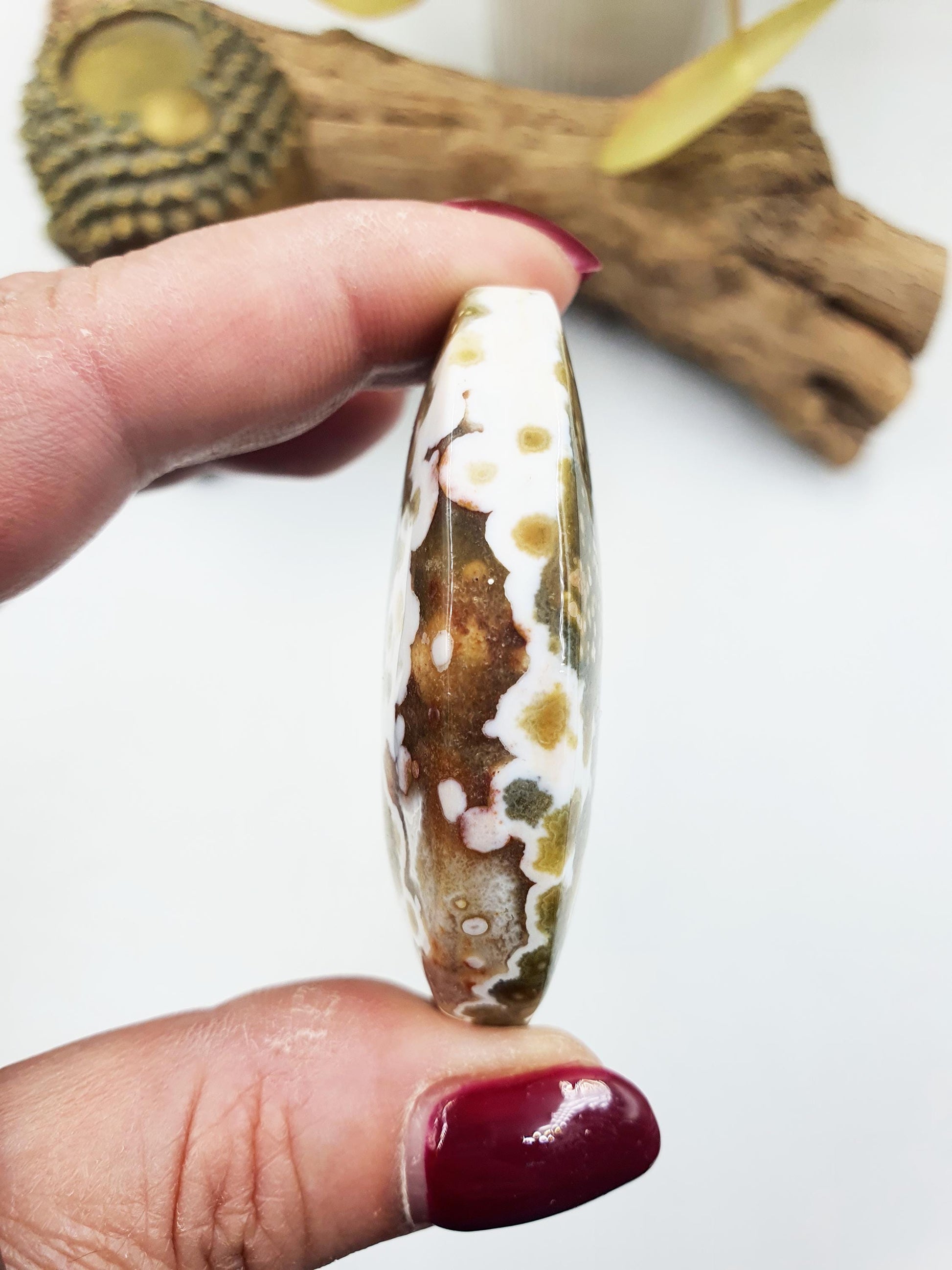 Beautiful Orbicular Ocean Jasper Palm / Orbicular OJ Palm Stone / High Grade OJ Palm / OJ Collectors Crystal - 65g