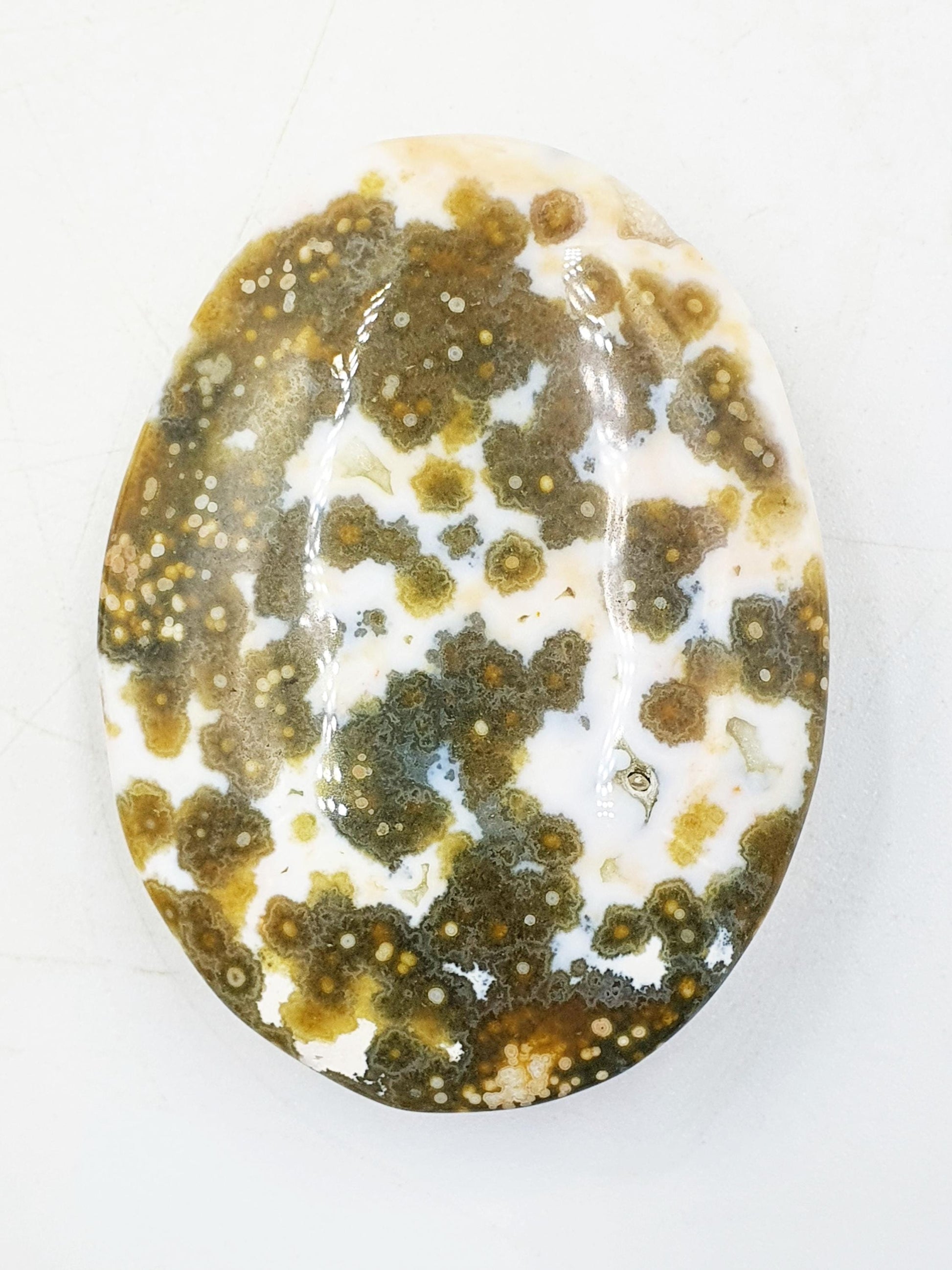 Beautiful Orbicular Ocean Jasper Palm / Orbicular OJ Palm Stone / High Grade OJ Palm / OJ Collectors Crystal - 65g