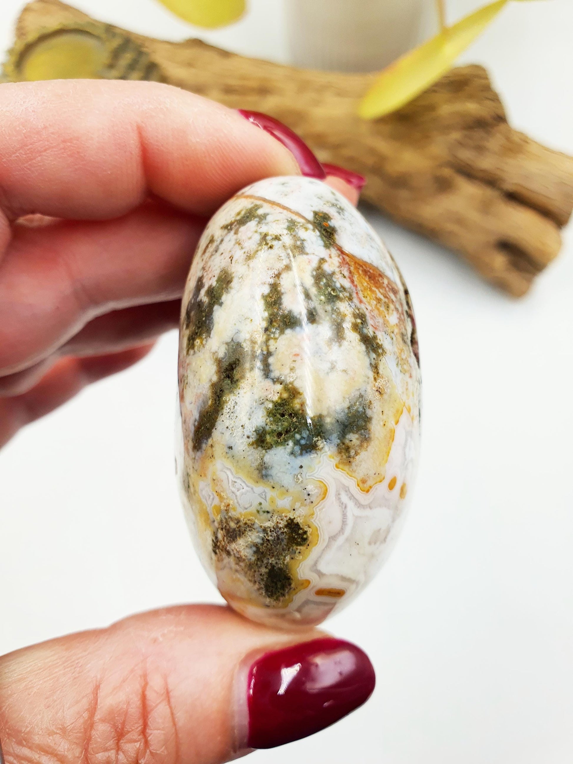 Beautiful Colourful Ocean Jasper Palm / Ocean Jasper Palm stone / OJ Palm / Pocket Crystal / Meditation Palm / Reiki Crystal Palm - 130g