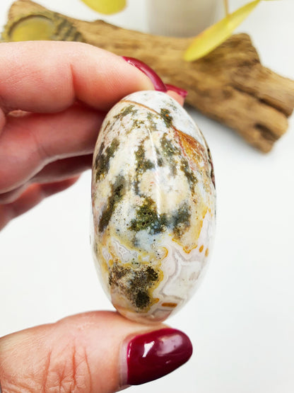 Beautiful Colourful Ocean Jasper Palm / Ocean Jasper Palm stone / OJ Palm / Pocket Crystal / Meditation Palm / Reiki Crystal Palm - 130g