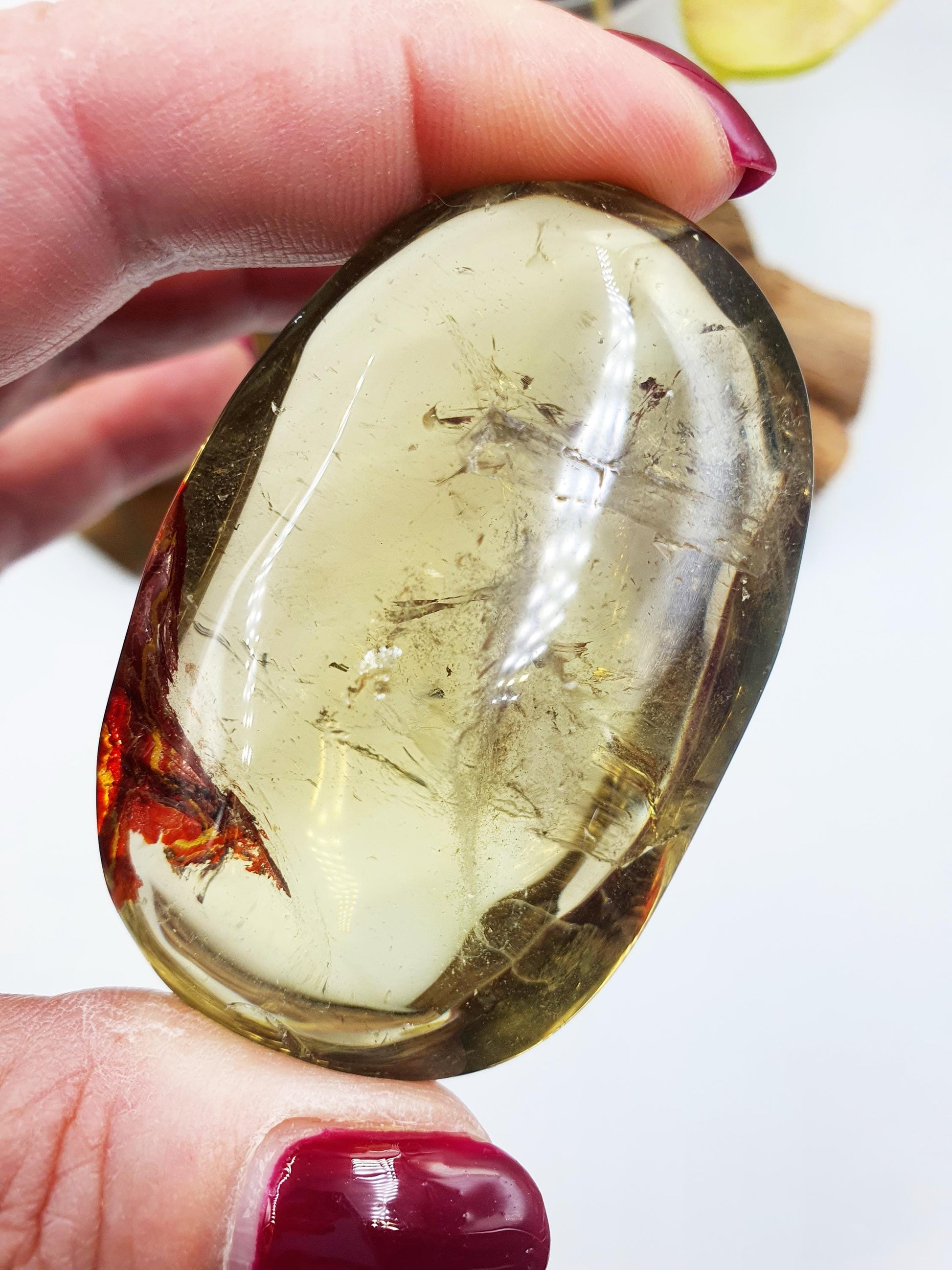 Sparkly Citrine Palm with Red Hematite inclusions / Unique Citrine Palm Stone / Meditation Palm / Reiki Crystal Healing - 90g