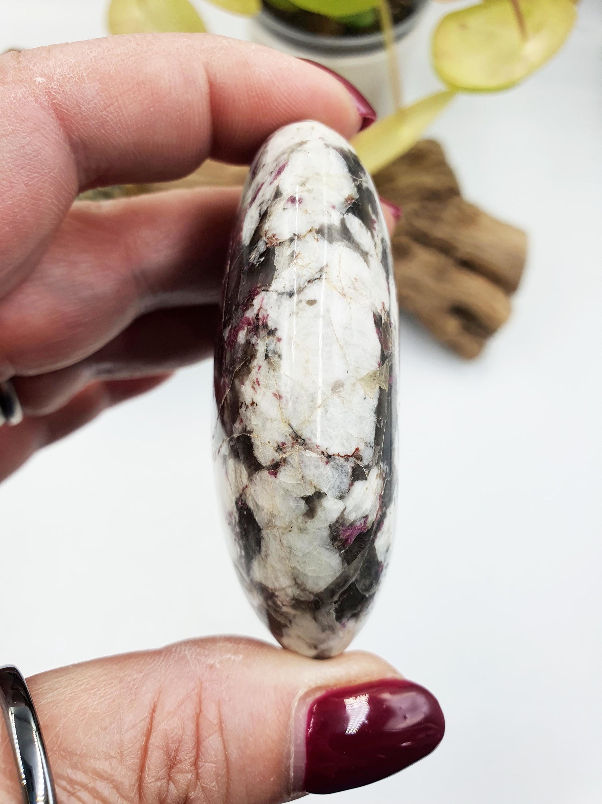 Gorgeous Plum Blossom Tourmaline Palm / Large Plum Blossom Tourmaline / Reiki Crystal Stone / Meditation Palm - 115g