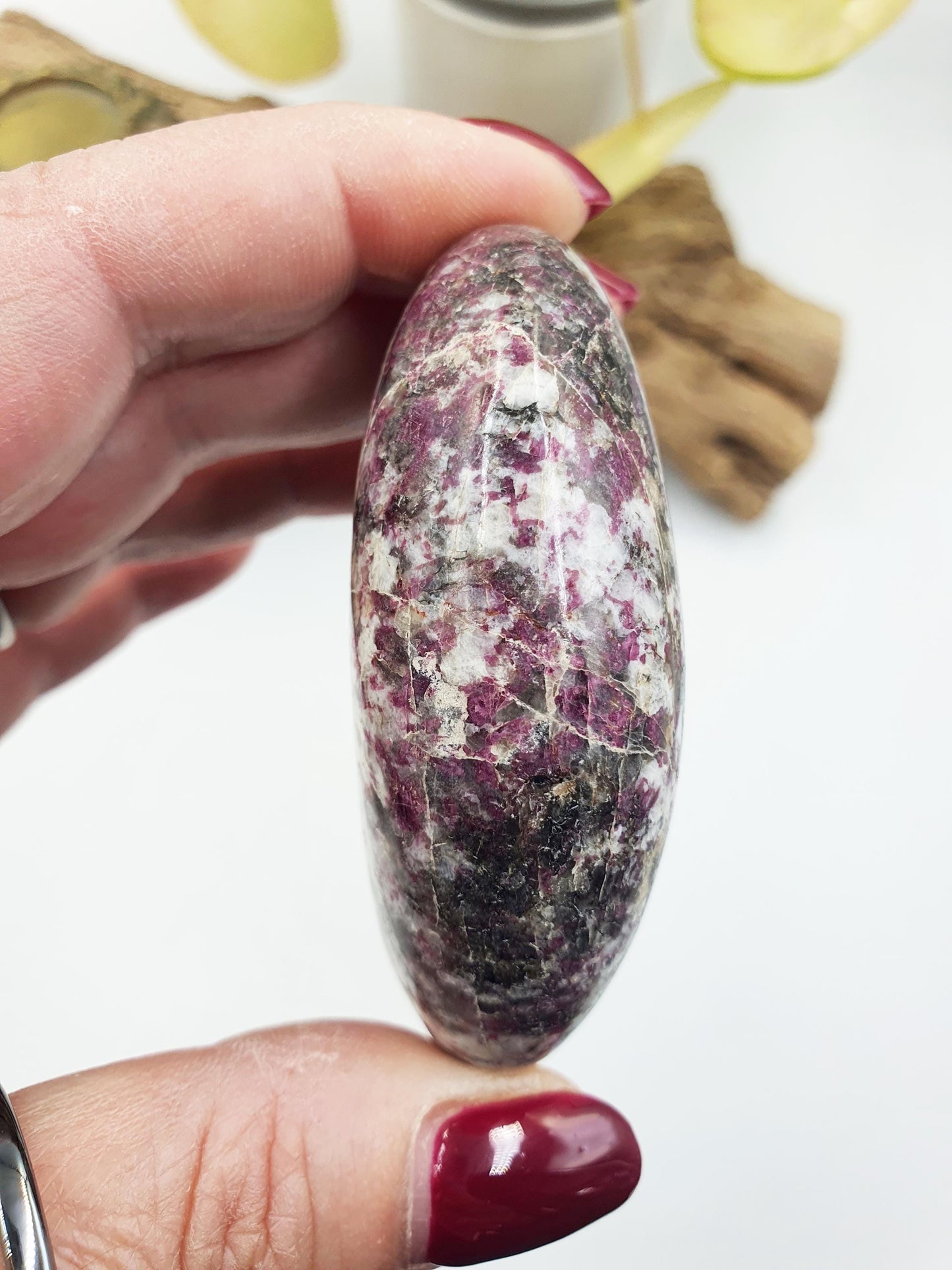 Gorgeous Plum Blossom Tourmaline Palm / Large Plum Blossom Tourmaline / Reiki Crystal Stone / Meditation Palm - 115g