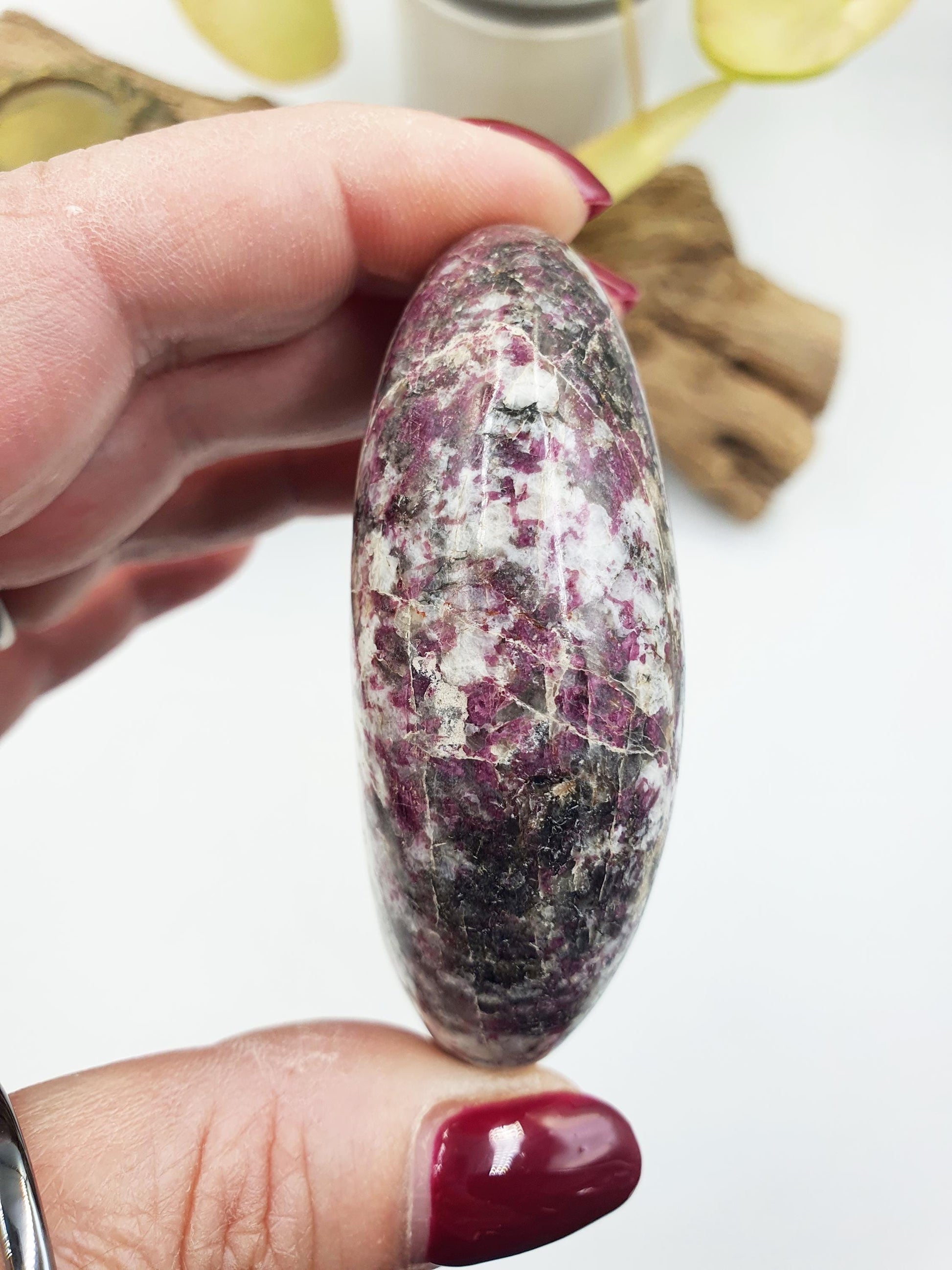 Gorgeous Plum Blossom Tourmaline Palm / Large Plum Blossom Tourmaline / Reiki Crystal Stone / Meditation Palm - 115g