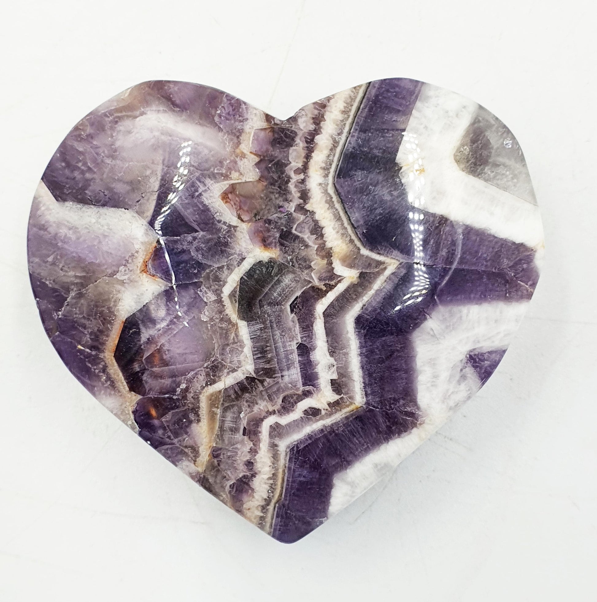 Stunning Dream Amethyst Puff Heart / Chevron Amethyst Crystal Heart / Purple Crystal Heart - 115g