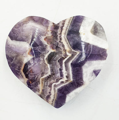 Stunning Dream Amethyst Puff Heart / Chevron Amethyst Crystal Heart / Purple Crystal Heart - 115g