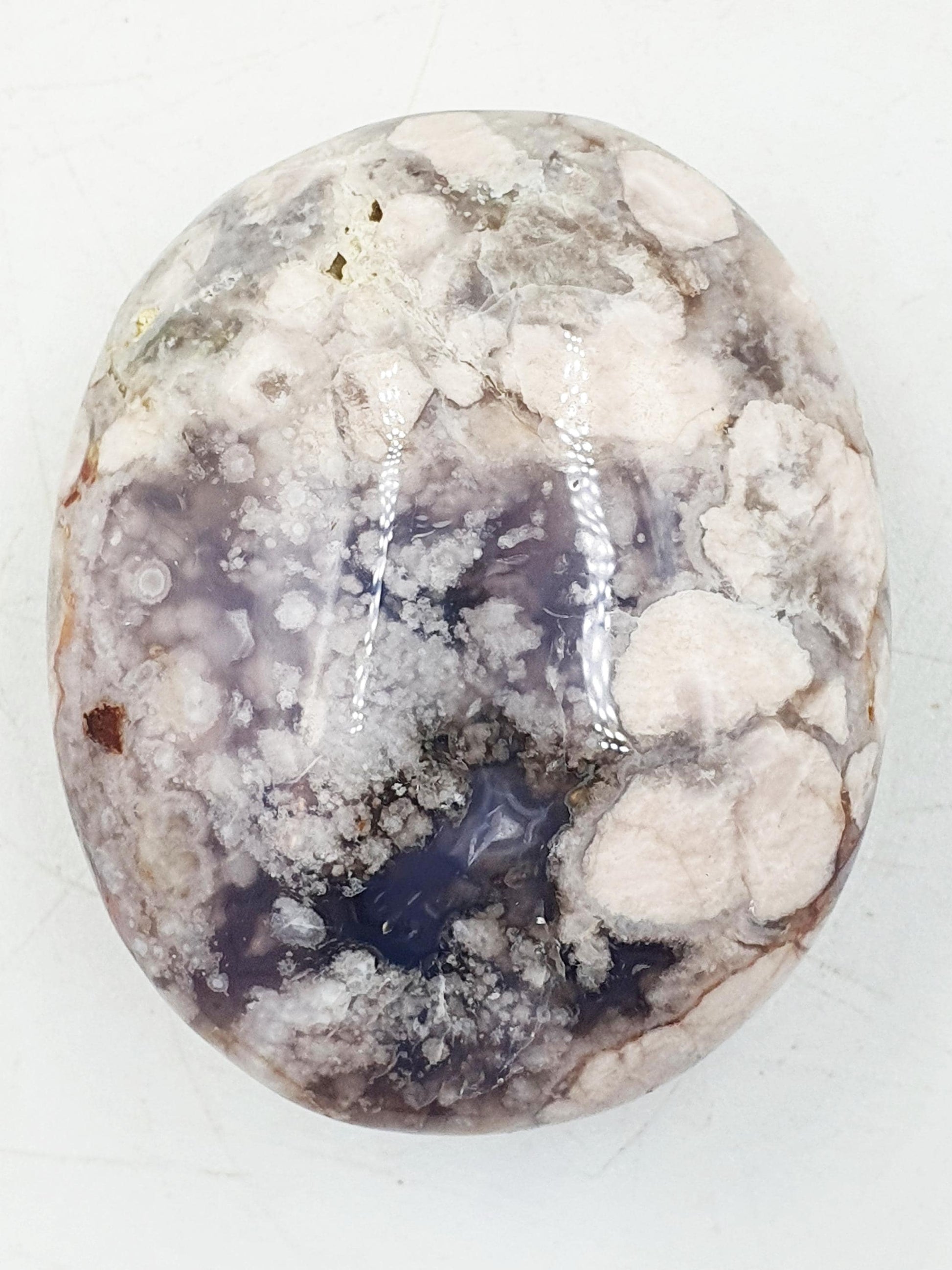 Large Beautiful Blue Flower Agate Palm / Sakura Agate Palm Stone / Blue Flower Agate Crystal / Meditation Palm - 85g