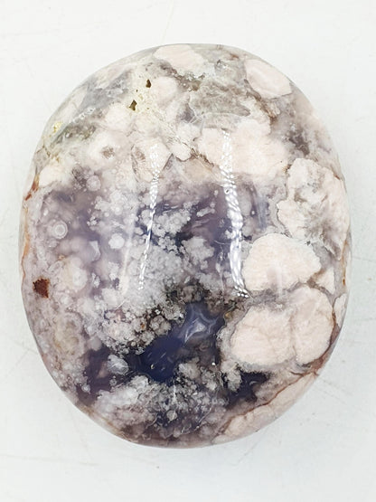Large Beautiful Blue Flower Agate Palm / Sakura Agate Palm Stone / Blue Flower Agate Crystal / Meditation Palm - 85g