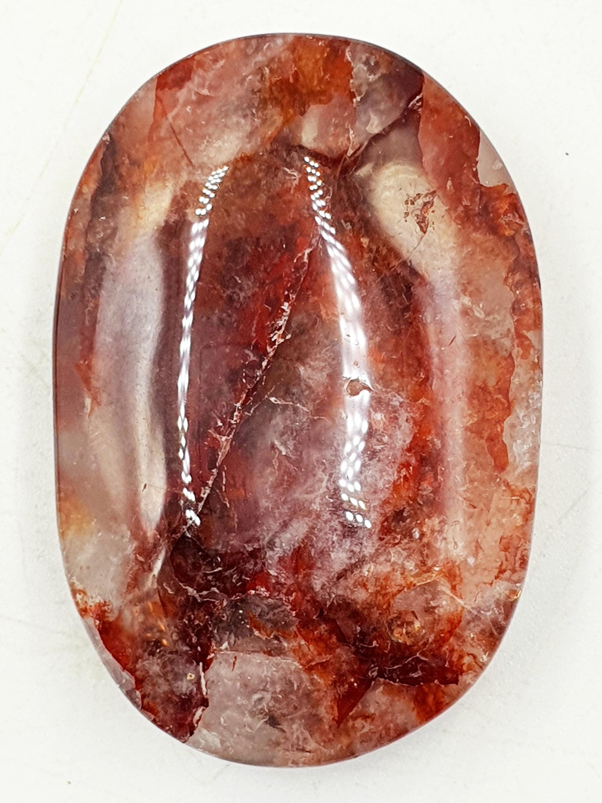 Beautiful Fire Quartz Palm / Hematoid Quartz Palm / Healing Palm Stone / Meditation Palm / Reiki Crystal Palm - 60g