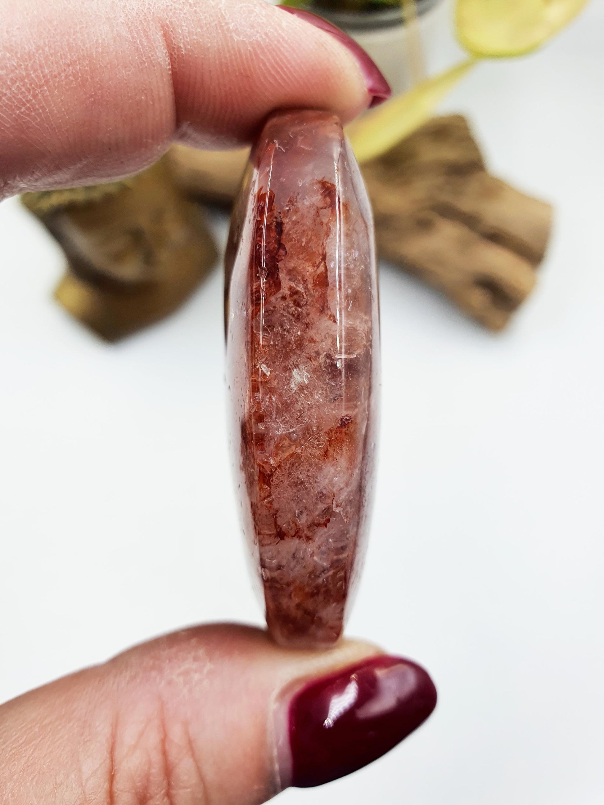 Beautiful Fire Quartz Palm / Hematoid Quartz Palm / Healing Palm Stone / Meditation Palm / Reiki Crystal Palm - 60g